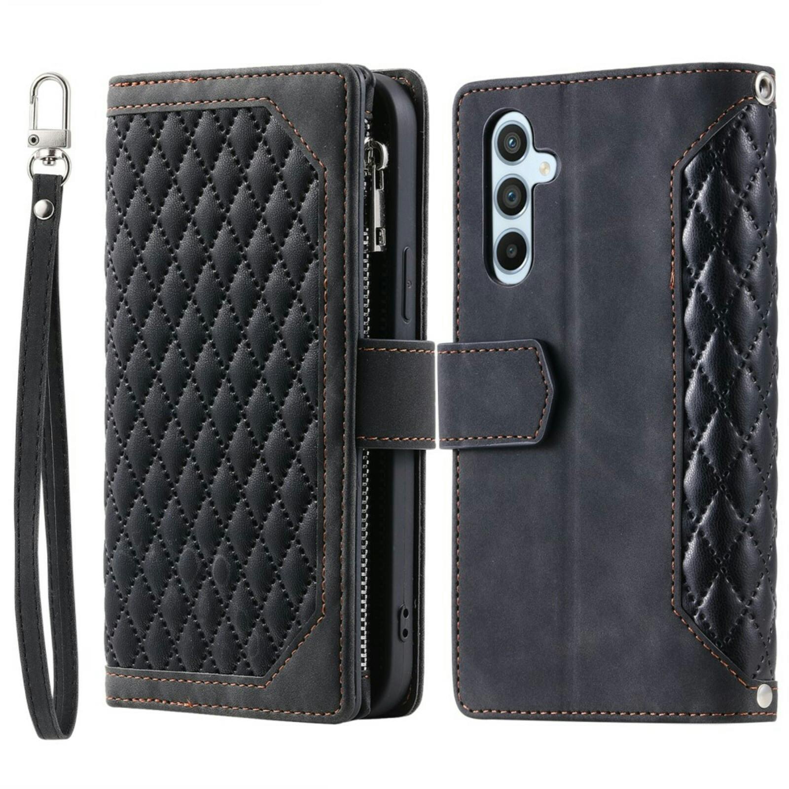Comfycase Samsung Galaxy A55 Zipper Wallet Hoesje met Draagkoord Zwart