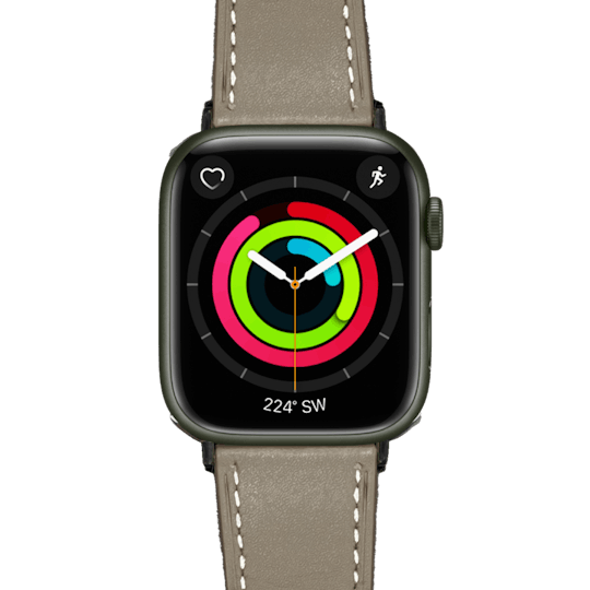 Swipez Apple Watch Klassiek Leren Bandje Grijs - Voorkant