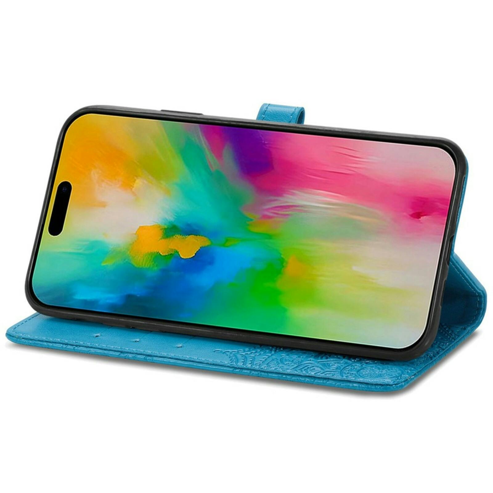 Comfycase iPhone 16 Mandala Booklet Hoesje Blauw
