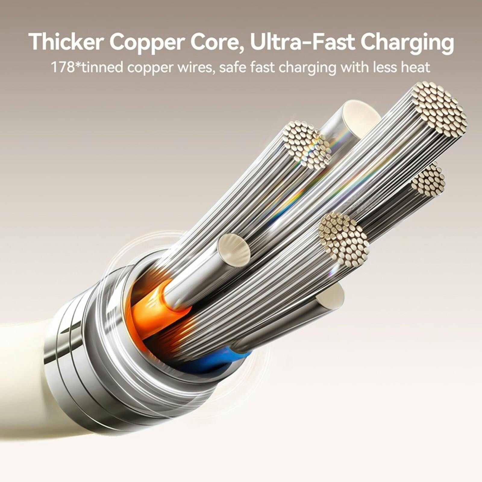 Joyroom 60W USB-C Zacht Gewoven Oplaadkabel Beige 2m