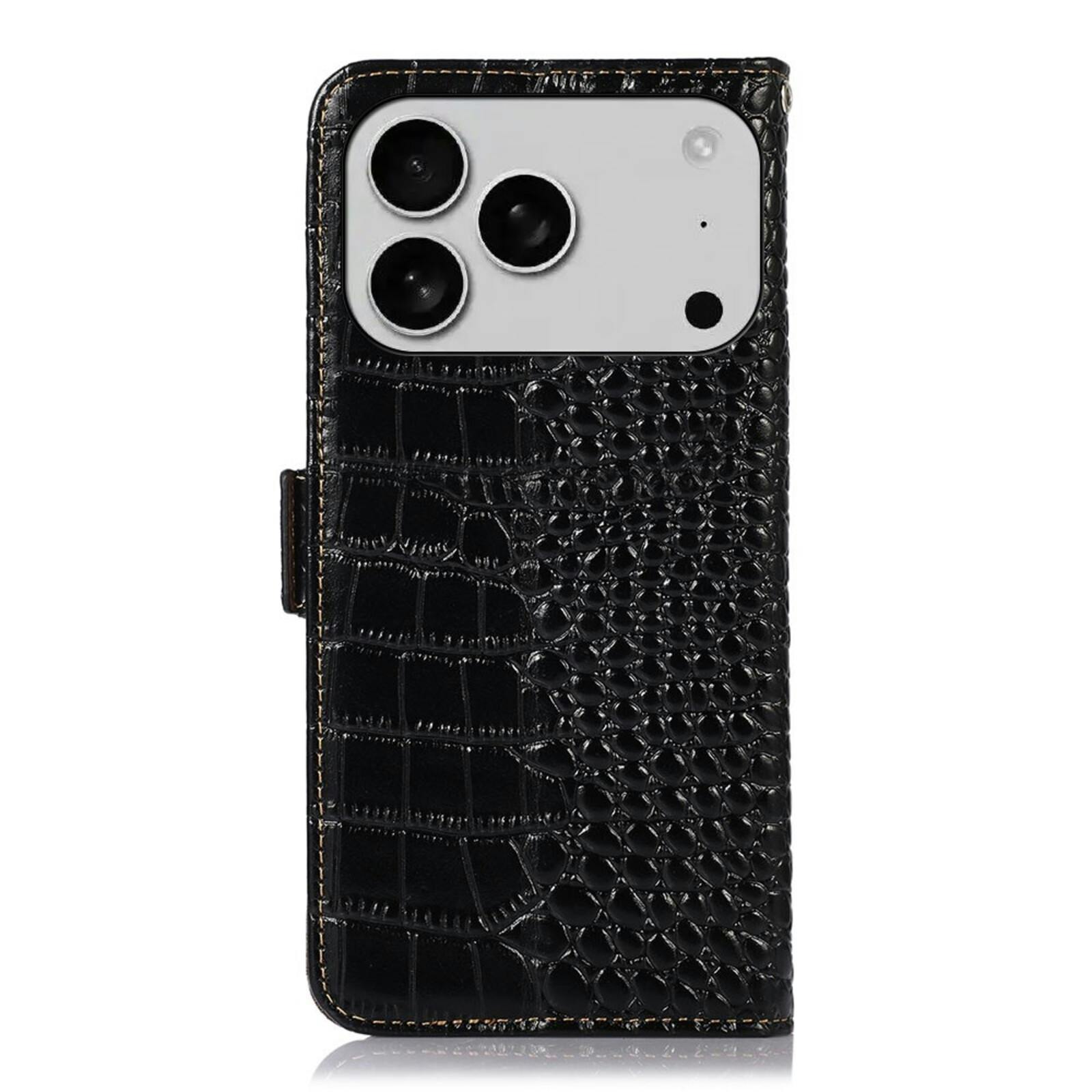 Mocaa Apple iPhone 17 Pro Max Croco Book Case Leer Zwart