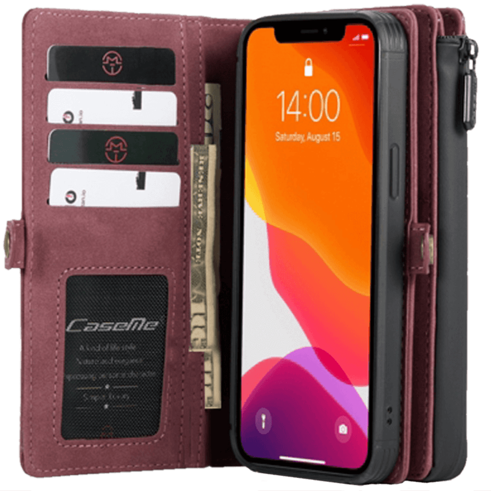 Caseme iPhone 12 Pro Max 2 in 1 Luxury Wallet Rood