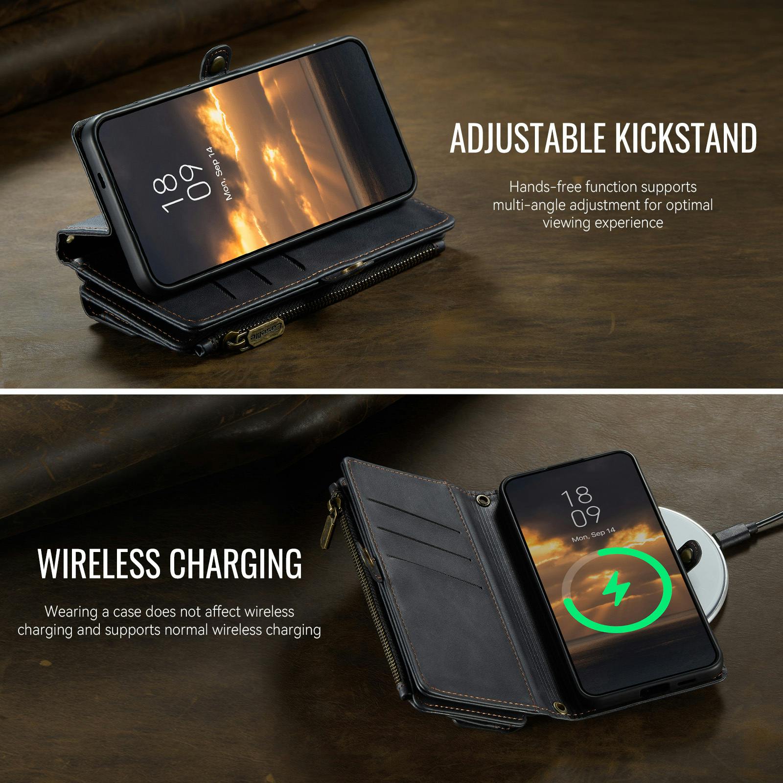 Caseme Samsung Galaxy S26 Luxe Alles-in-één Portemonnee Hoesje Zwart