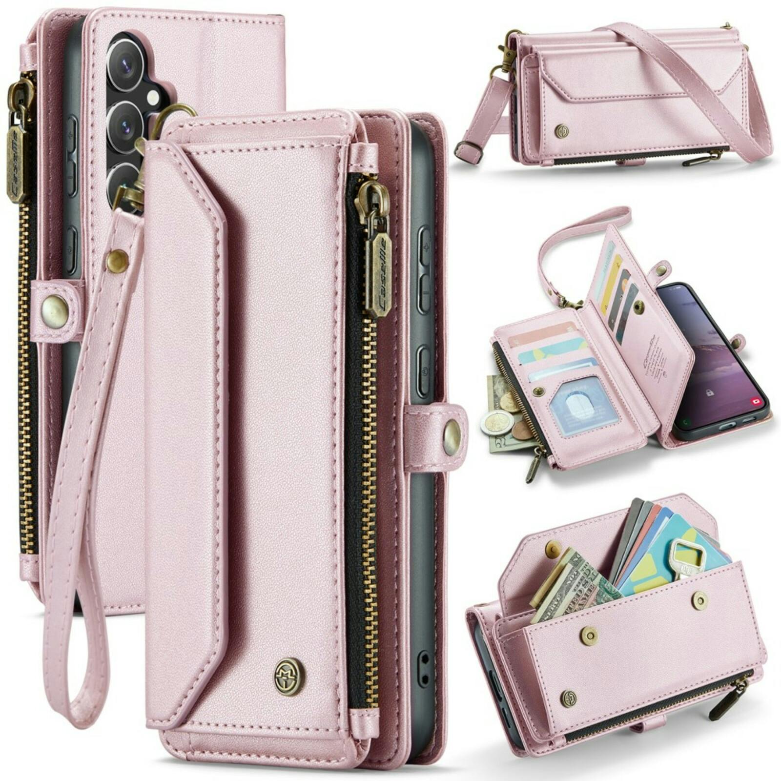 Caseme Samsung S24 FE Clutch Wallet met Koord Roze