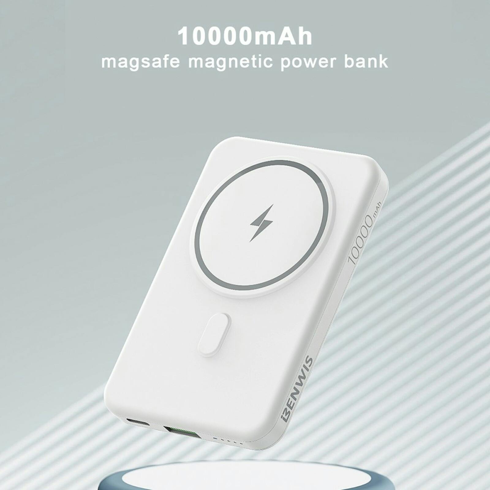 Benwis Slick 22.5W 10.000mAh MagSafe Powerbank Wit 10.000 mAh