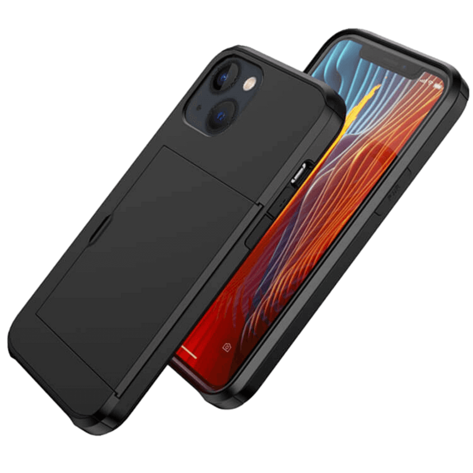 Slide Case iPhone 13 Hoesje met Pashouder Zwart