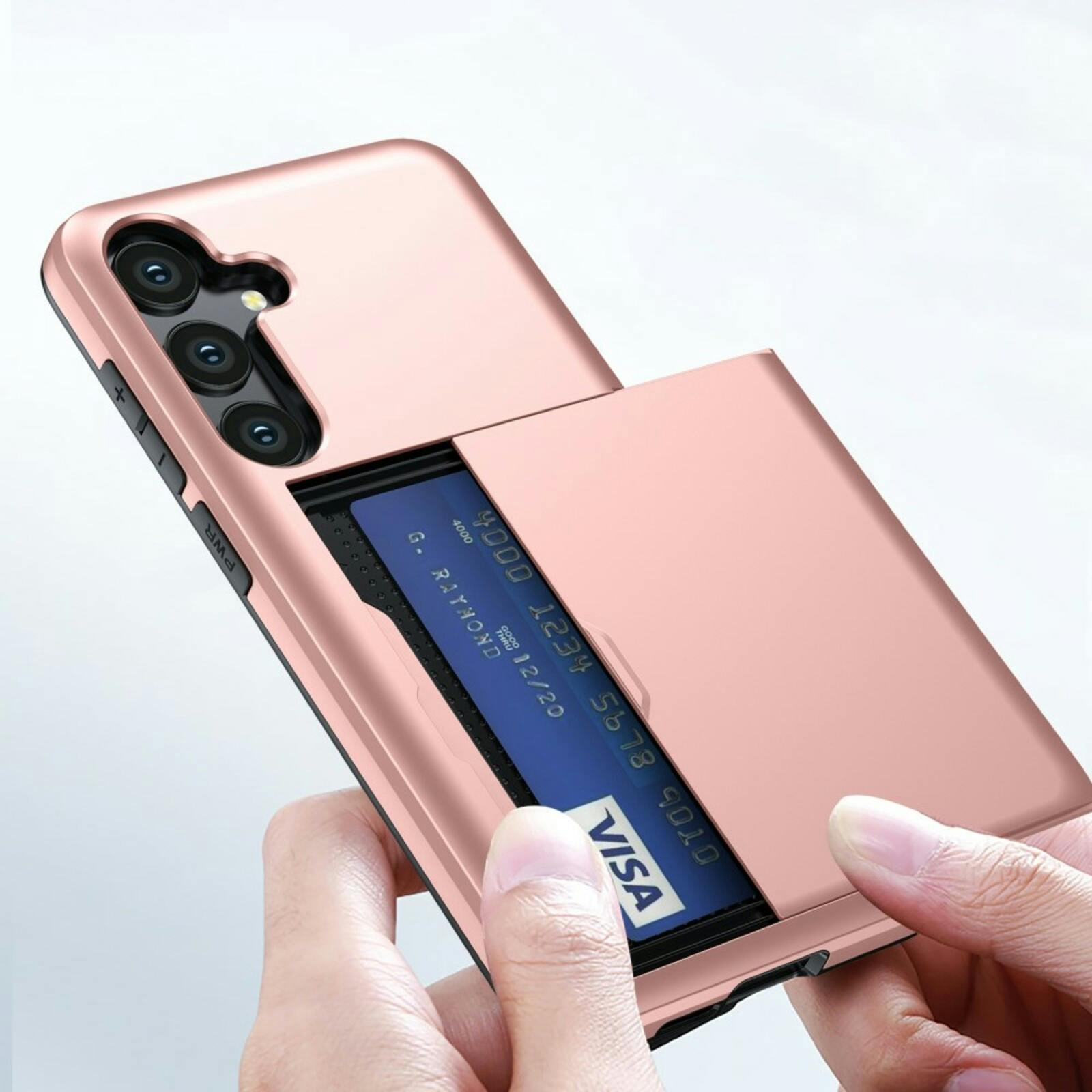 Samsung S24 FE Slide Case Hoesje met Pashouder Roségoud