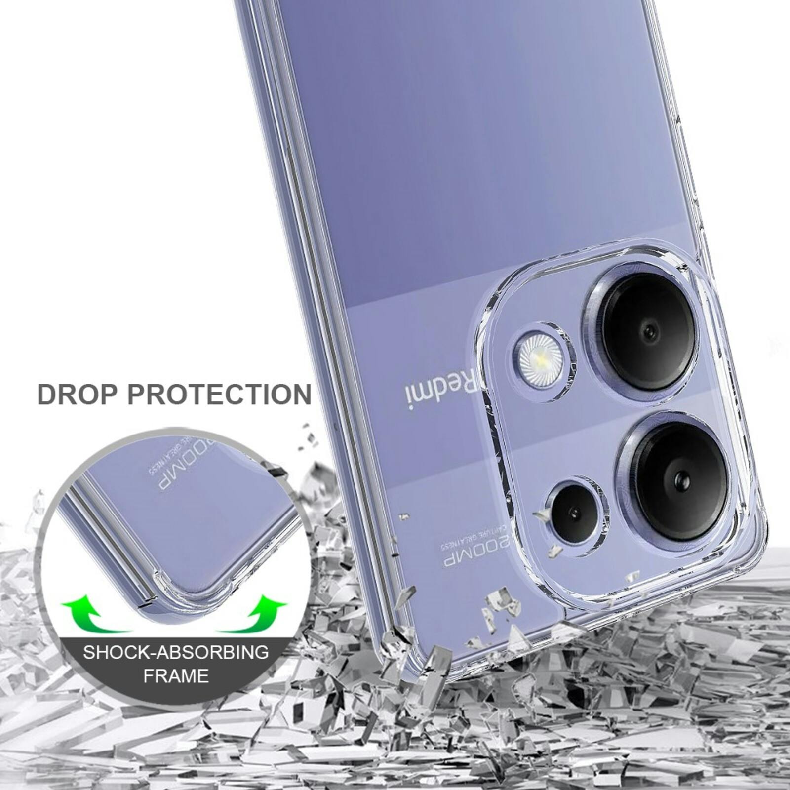 CaseBody Redmi Note 13 Pro 4G Airbag Schokbestendig Hoesje Transparant