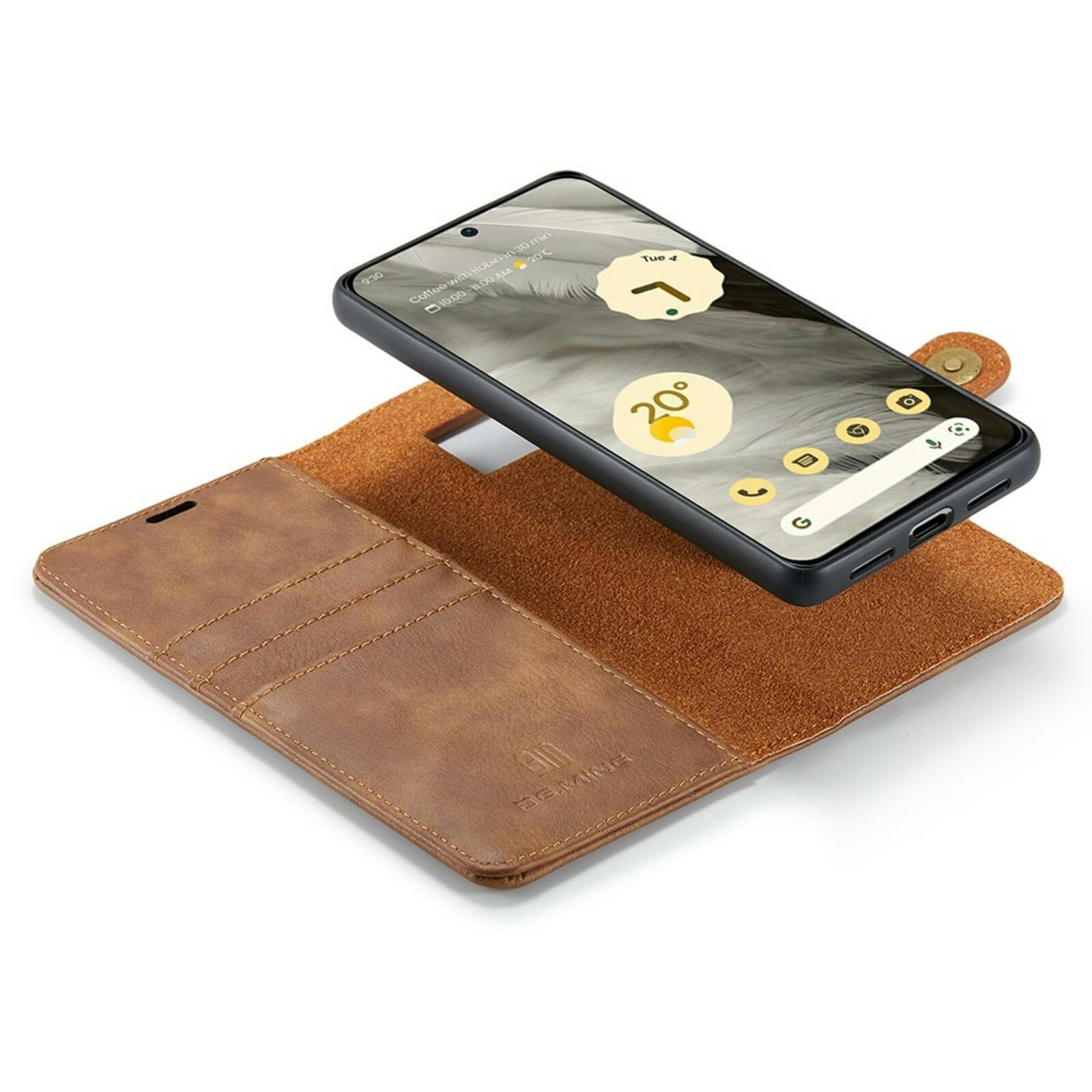 DG.MING Google Pixel 8 Lederen 2-in-1 Wallet Hoesje Bruin