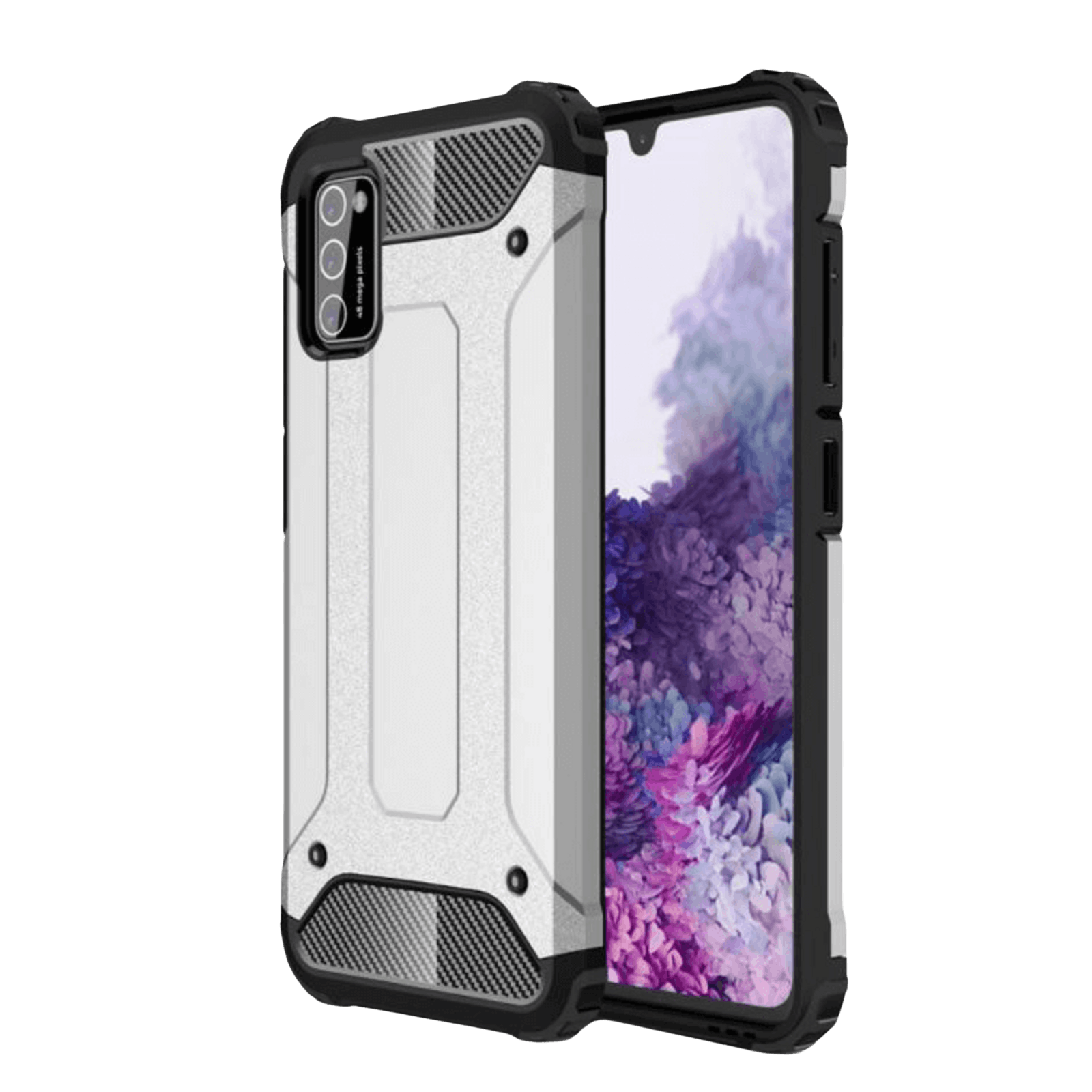 CaseBody Samsung Galaxy A41 Shockproof Hoesje Steel Armor Zilver