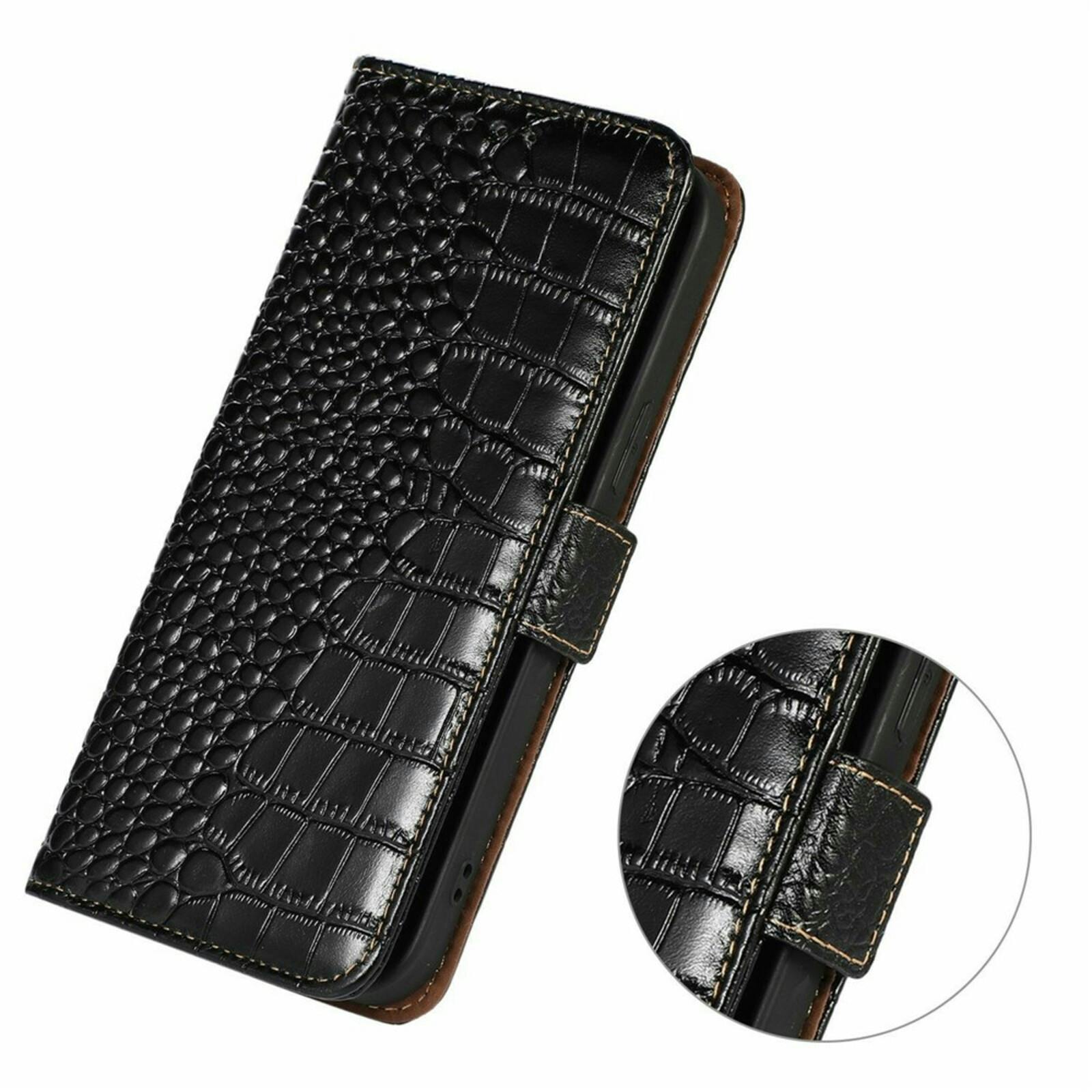 Mocaa Apple iPhone 17 Croco Book Case Leer Zwart