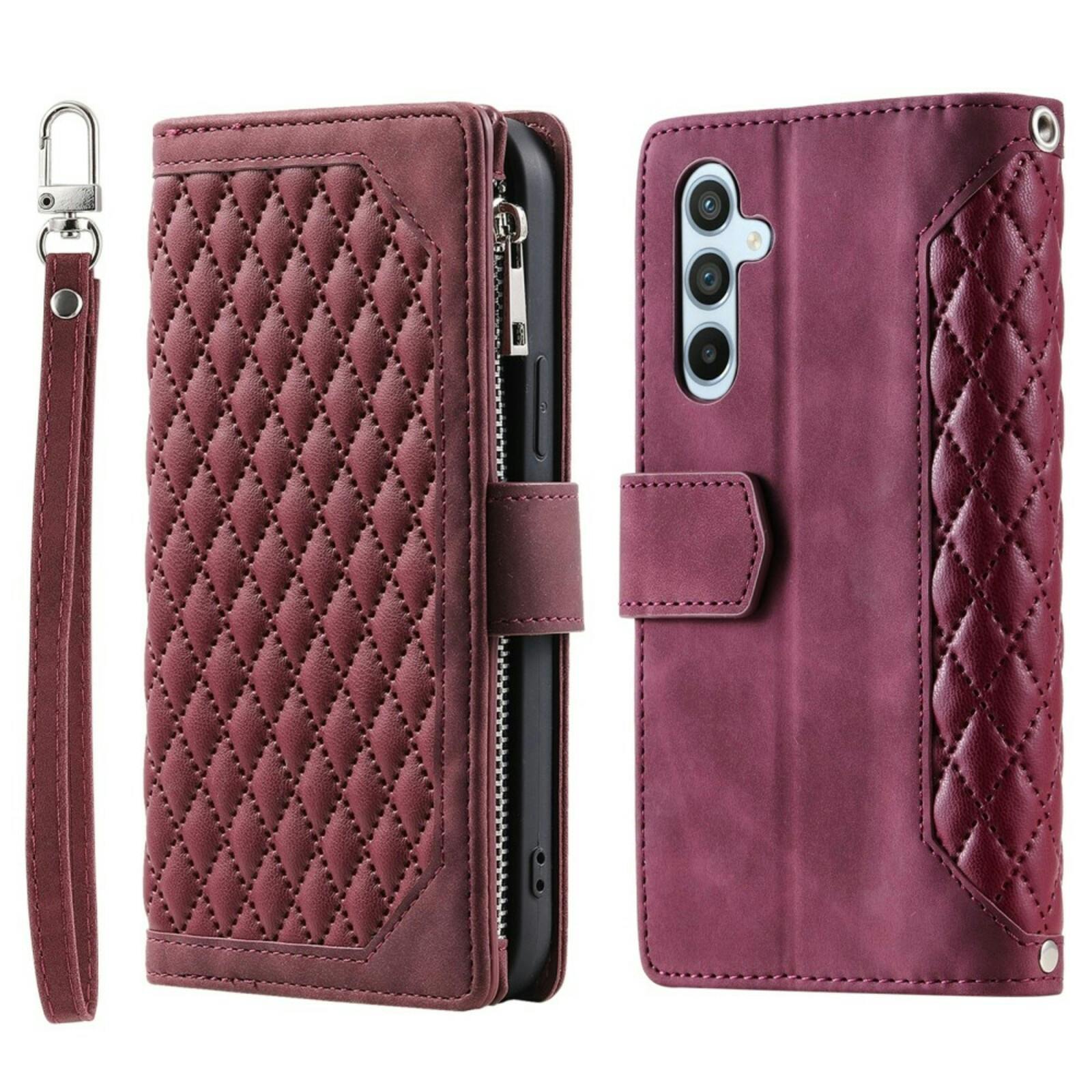 Comfycase Samsung Galaxy A55 Zipper Wallet Hoesje met Draagkoord Rood