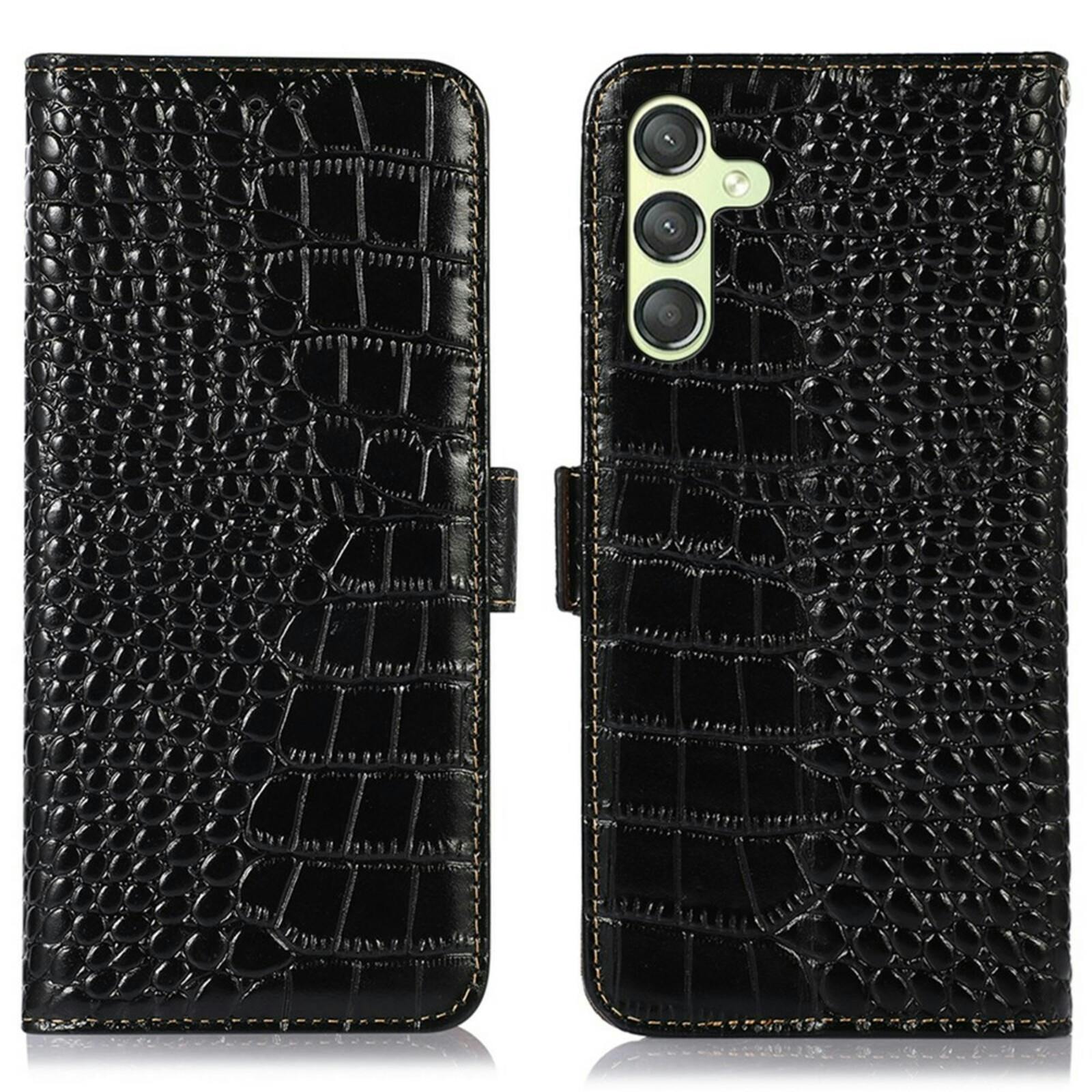 Mocaa Samsung Galaxy A25 Croco Book Case Leer Zwart