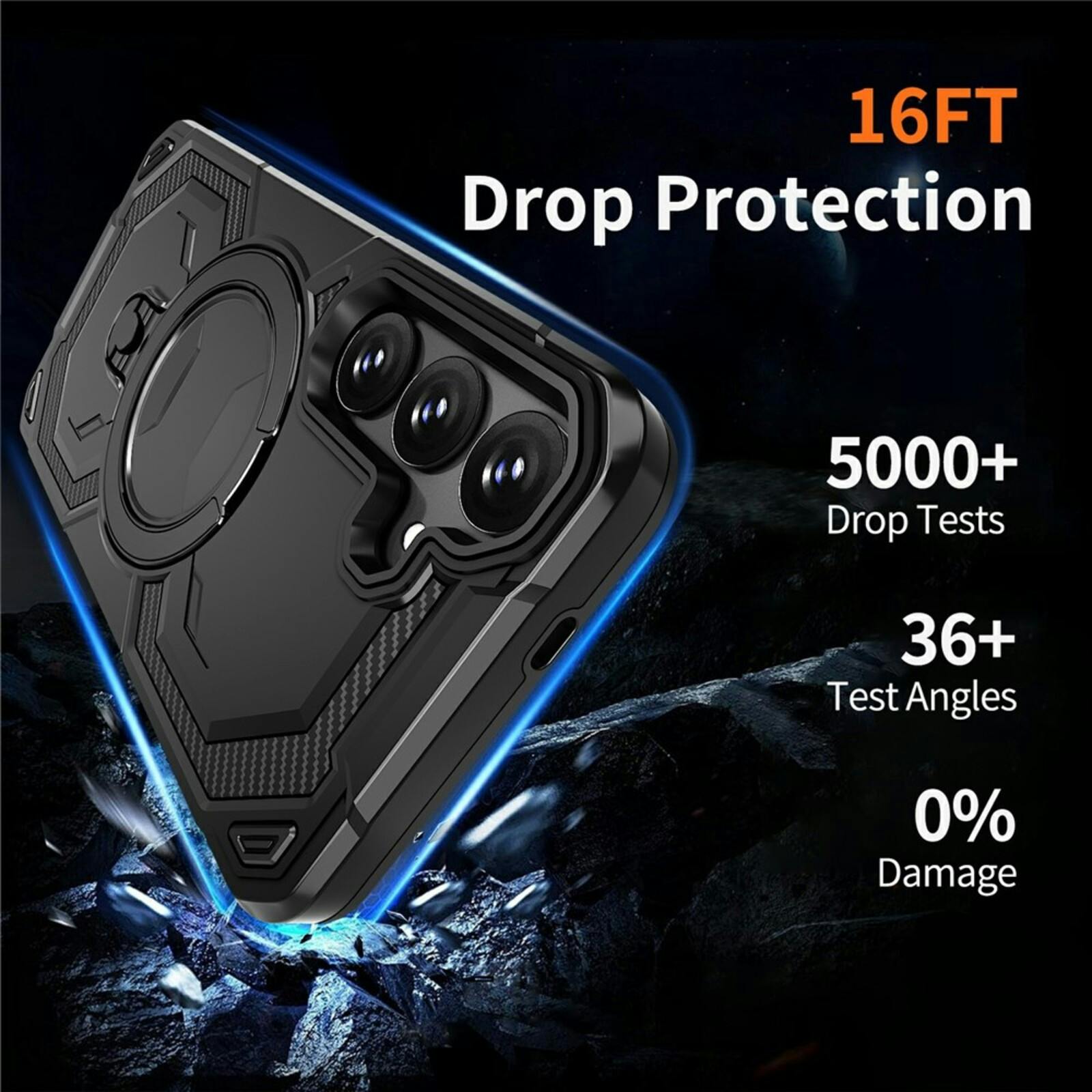 CaseBody Samsung Galaxy S26 Plus Magnetic Kickstand Ring Hoesje Zwart