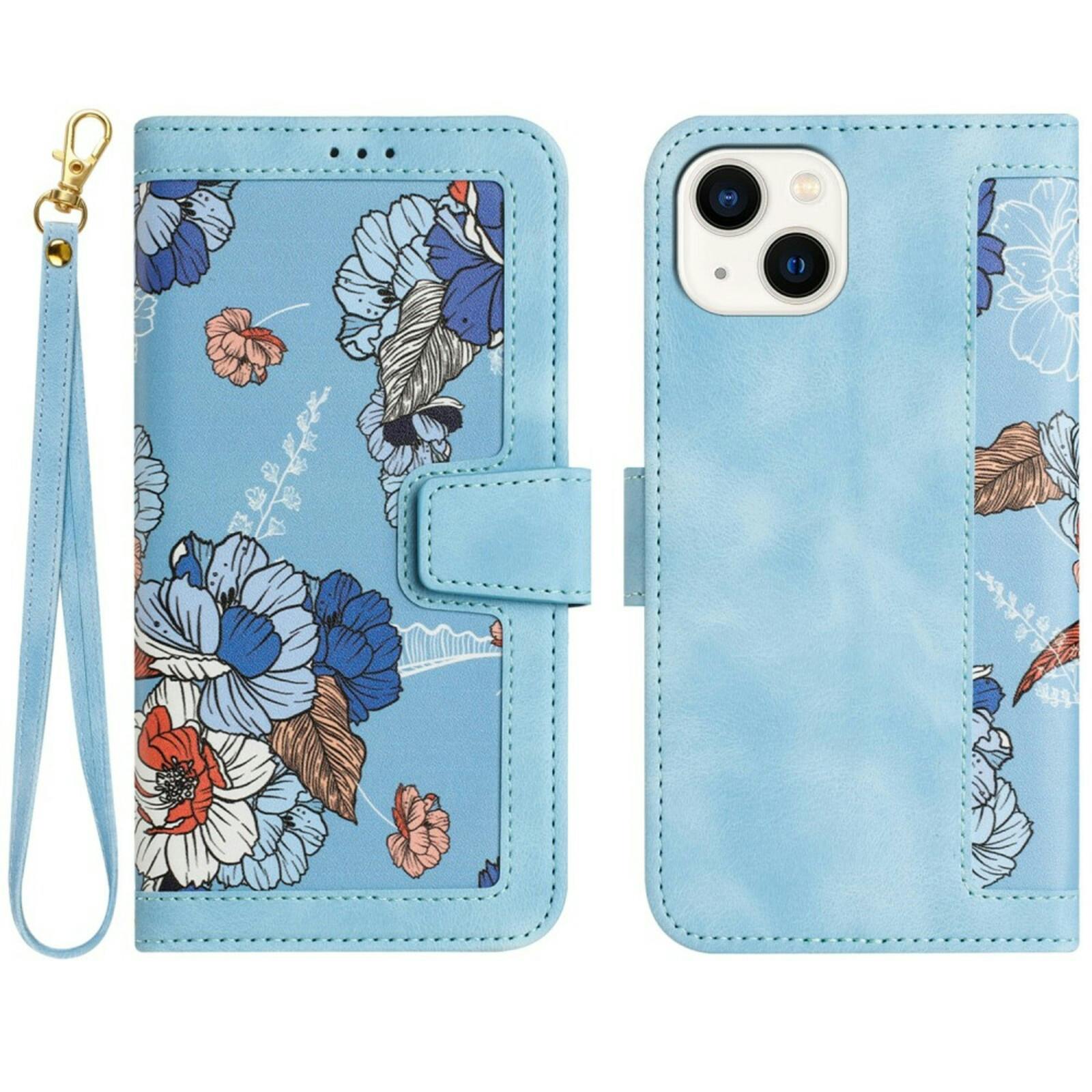 Mocaa Apple iPhone 15 Floral Series Bookcase Blauw
