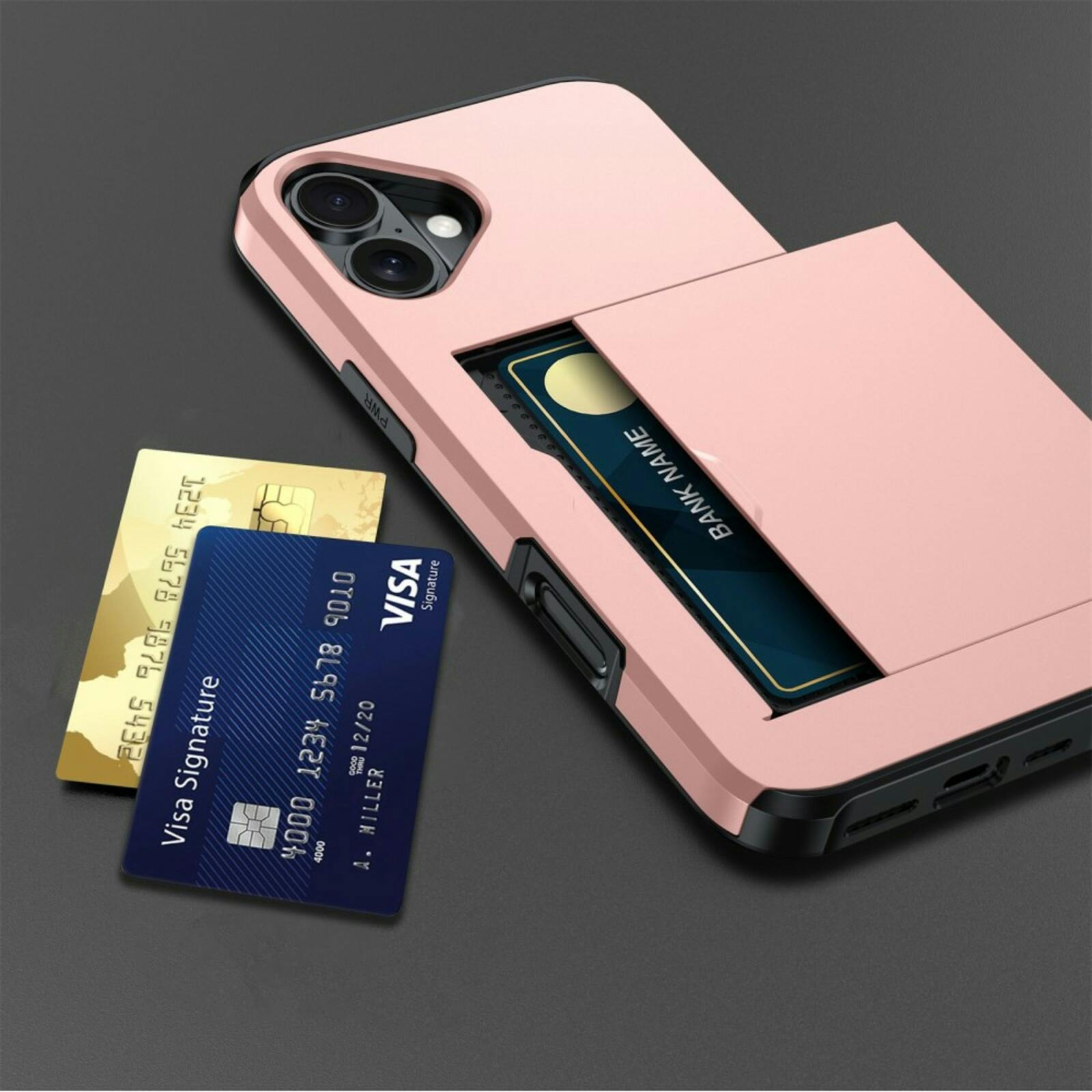 Slide Case Apple iPhone 16 Plus Hoesje met Pashouder Roségoud