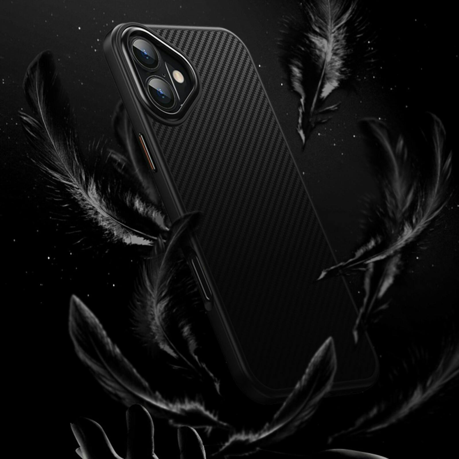 Mocaa iPhone 16 Plus Slim Carbon Pantser MagSafe Case Zwart