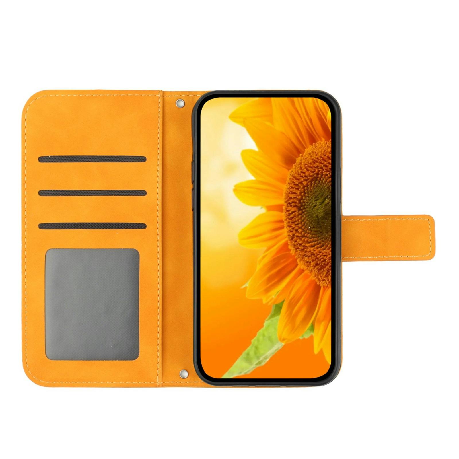 Mocaa Samsung Galaxy S25 FE Sunflower Bookcase met Koord Geel