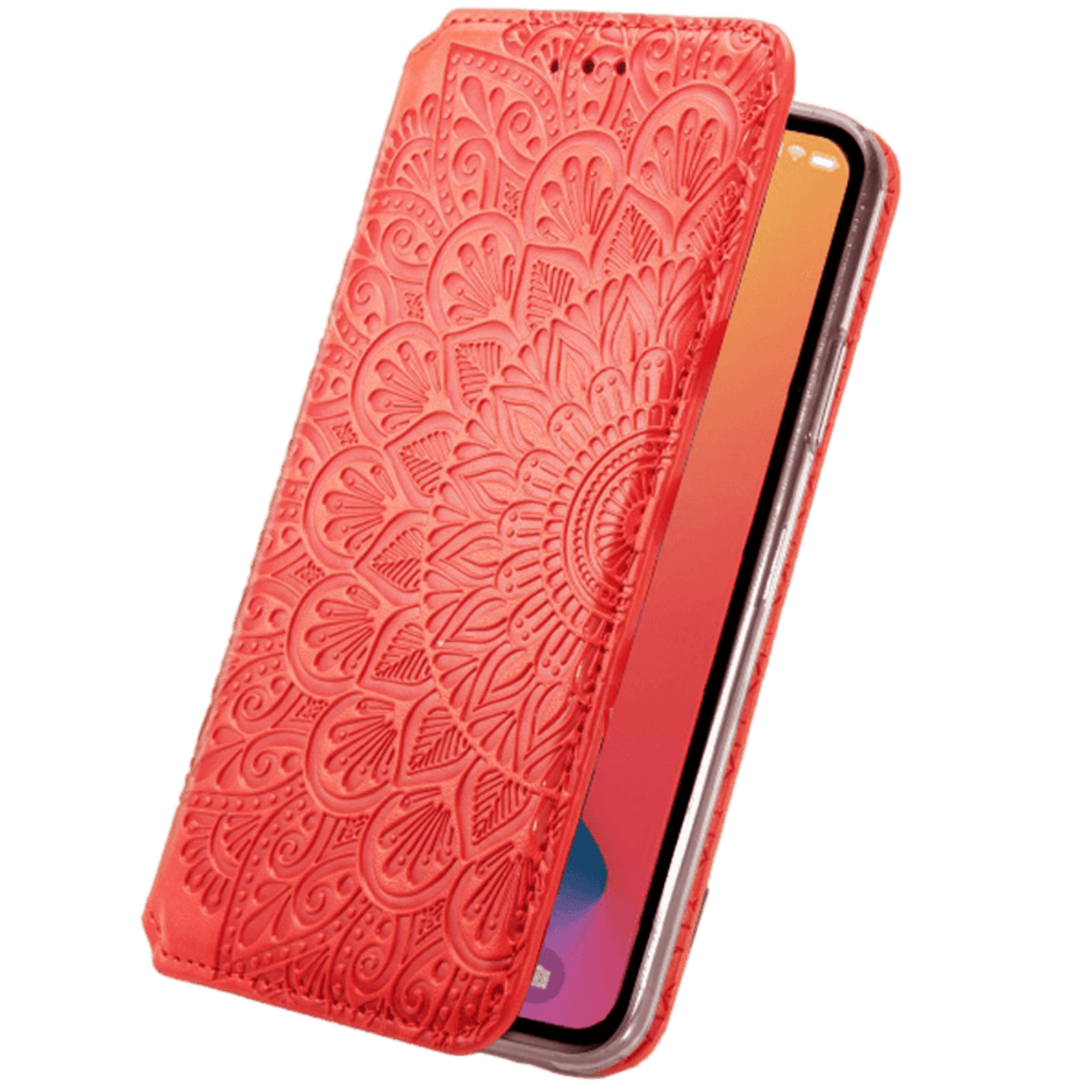 Mocaa iPhone 12 Mini Designz Magnetisch Mandala Portemonnee Hoesje Rood