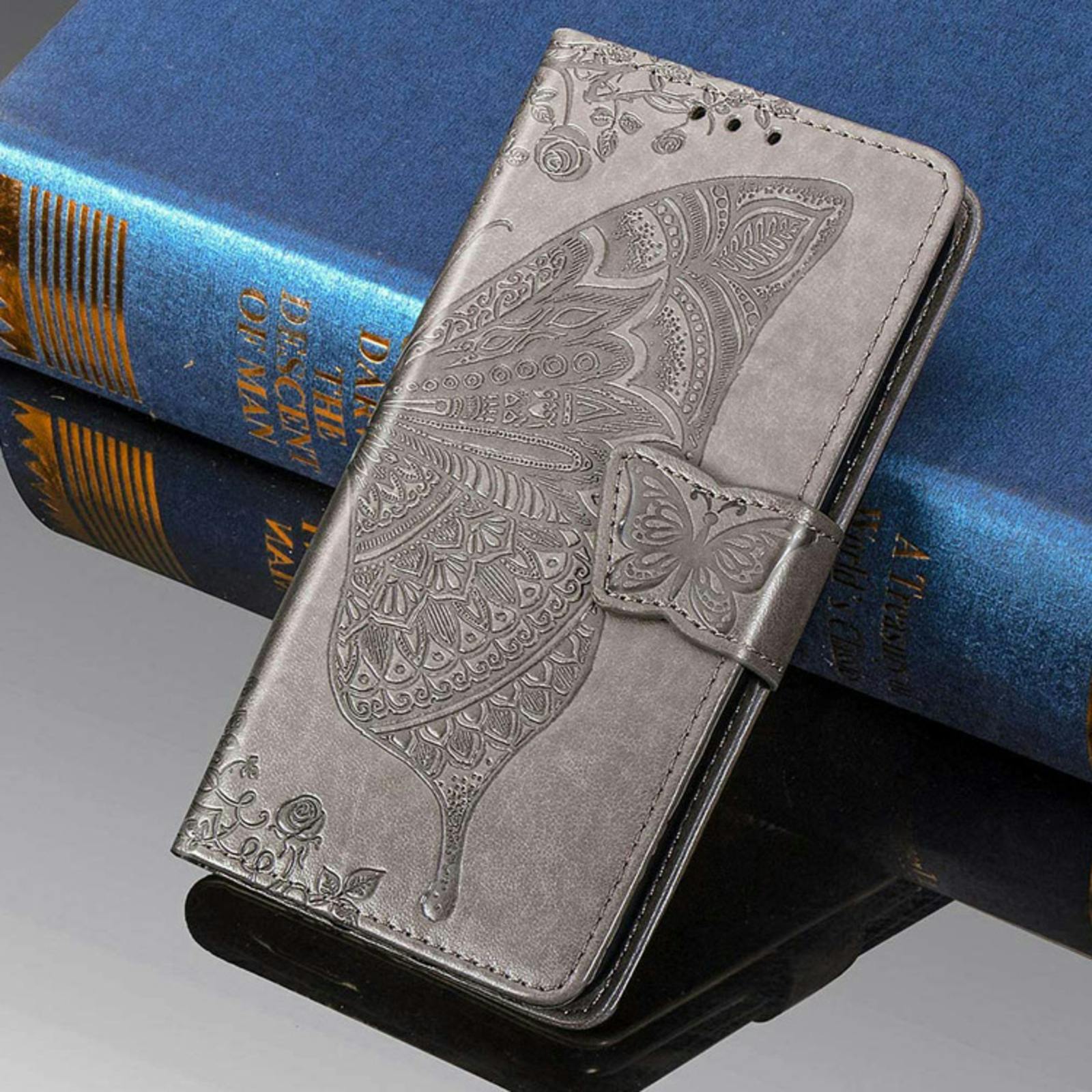 Comfycase P Smart 2020 Butterfly Booklet Telefoonhoesje Grijs
