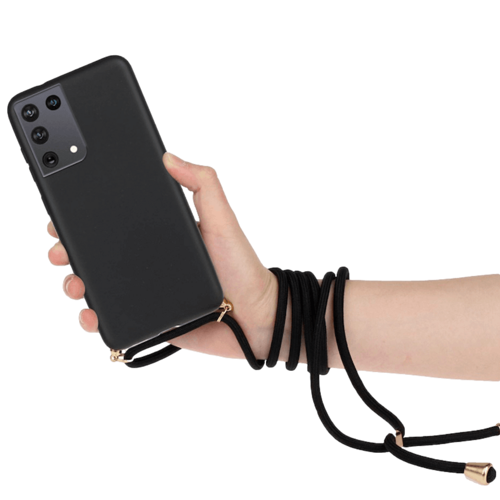 Mocaa Samsung Galaxy S21 Ultra Telefoonhoesje met Koord Zwart