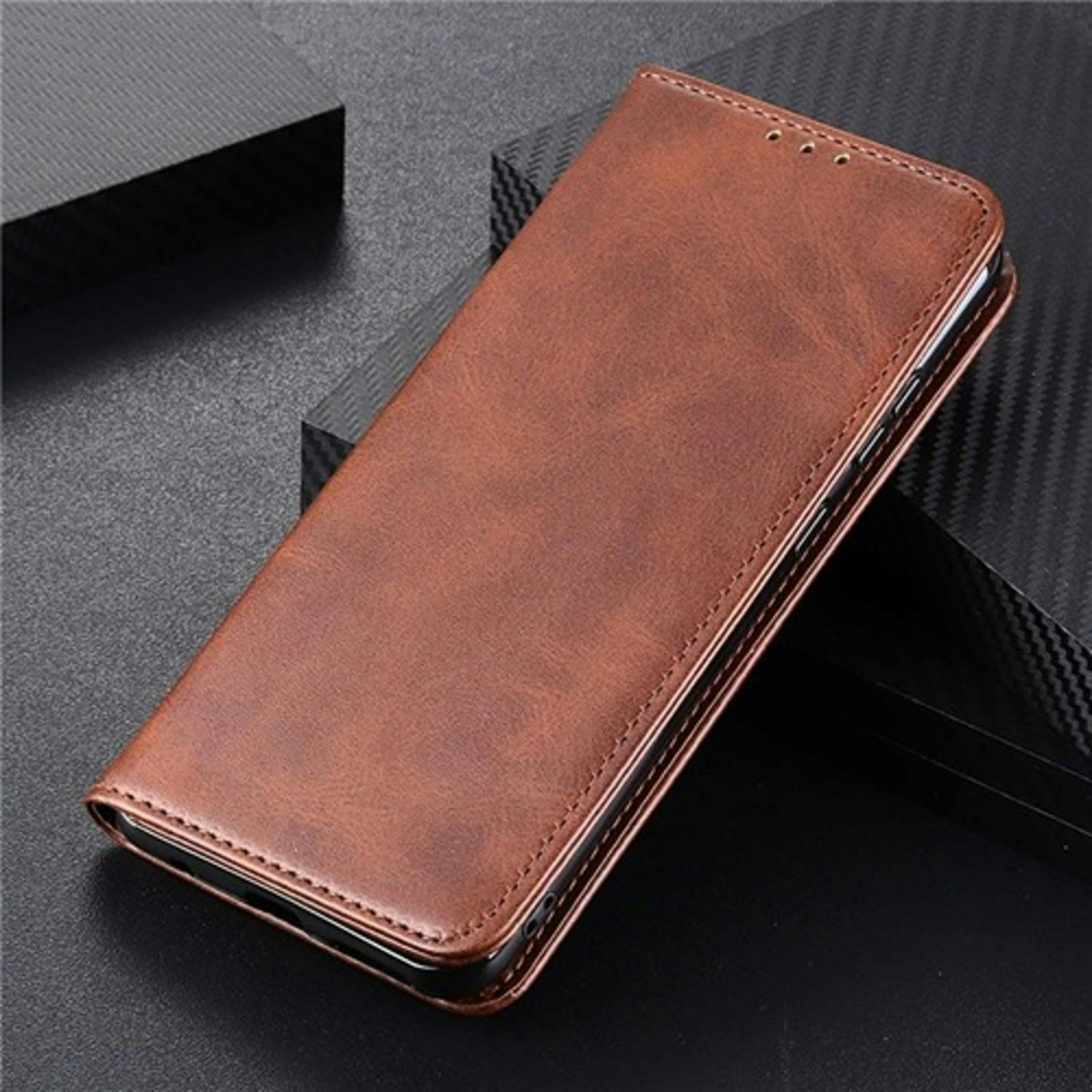 CaseBody Samsung Galaxy A55 Real Leather Wallet Hoesje Bruin