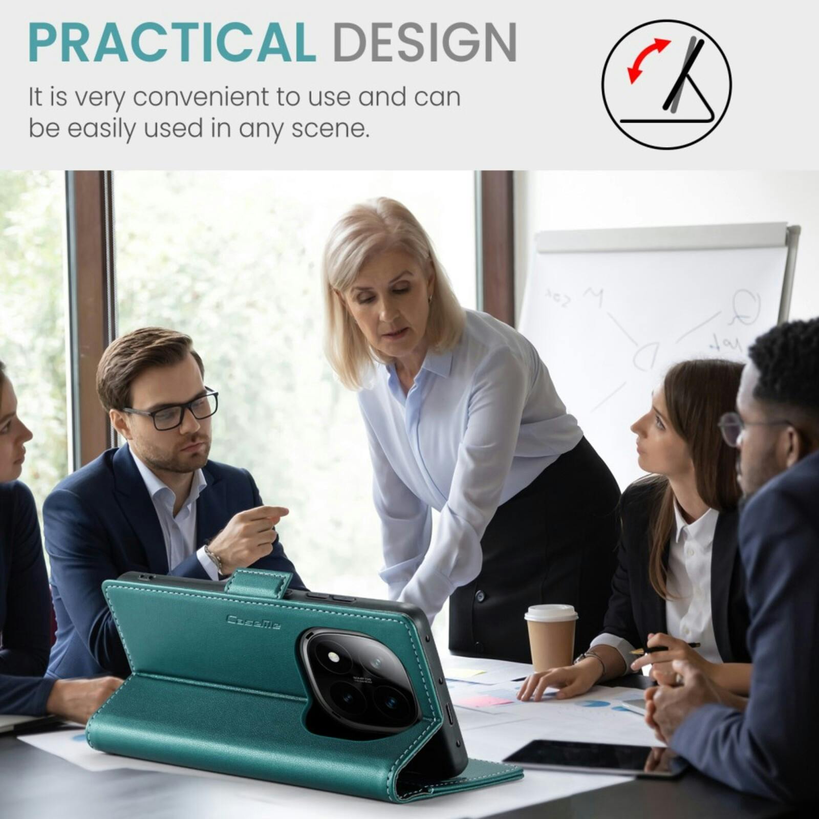 Caseme Xiaomi Redmi Note 14 Pro(+) Bookcase Hoesje Turqoise