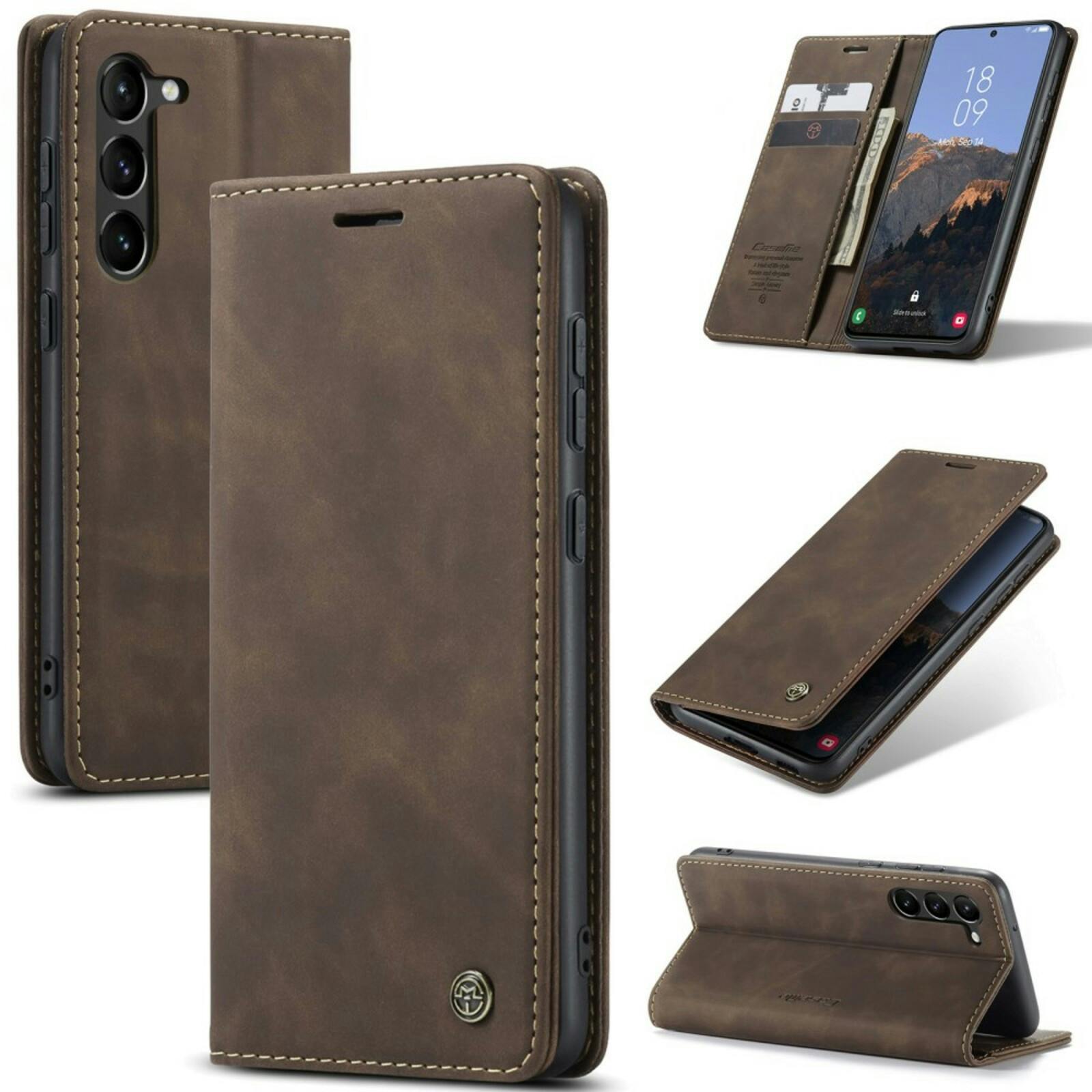 Caseme Samsung Galaxy S24 Retro Portemonnee Hoesje Bruin