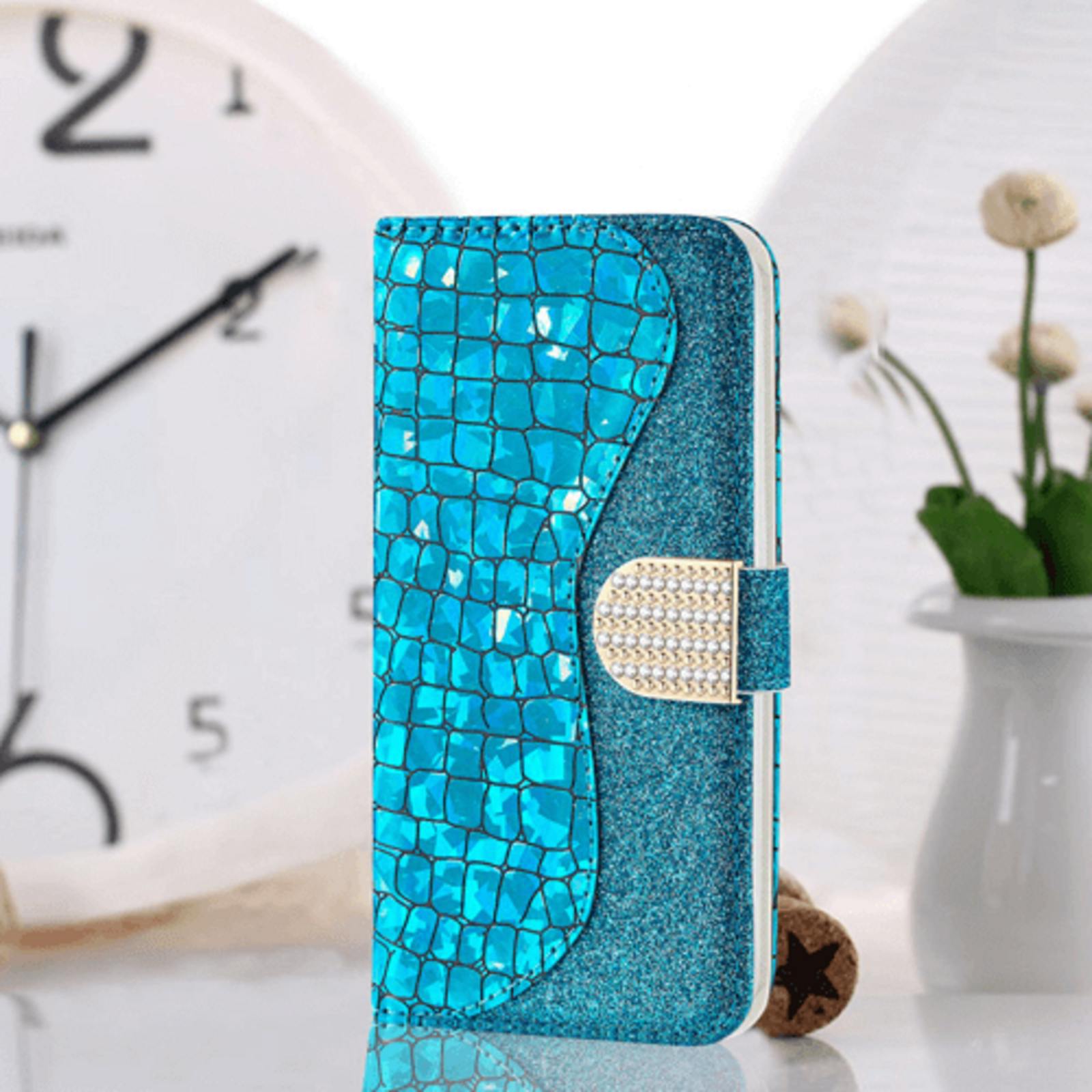 CaseBody Samsung Galaxy A20e Strass Wallet Blauw