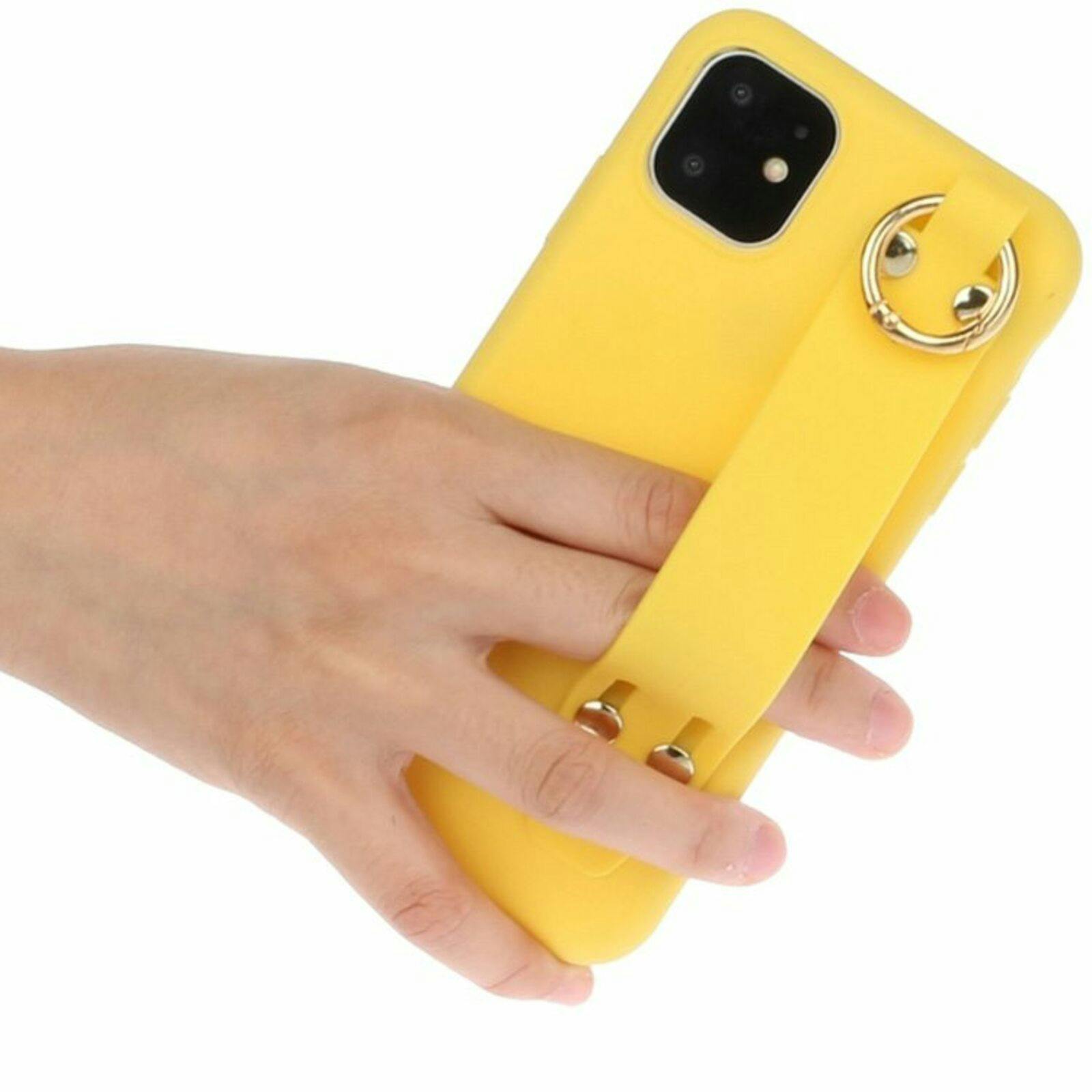 Comfycase iPhone 12 (Pro) Strap Holder Case Geel