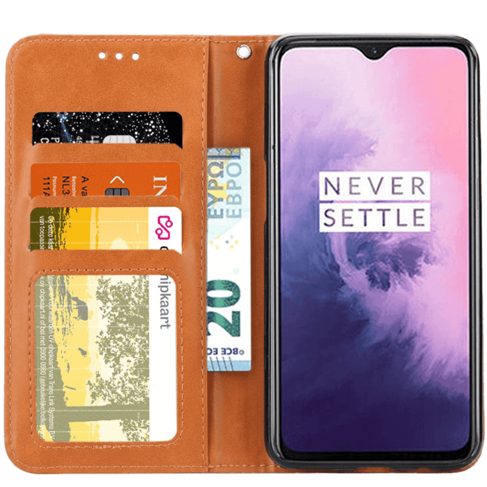 Comfycase OnePlus 7 Bookcase Hoesje Magneetsluiting Bruin