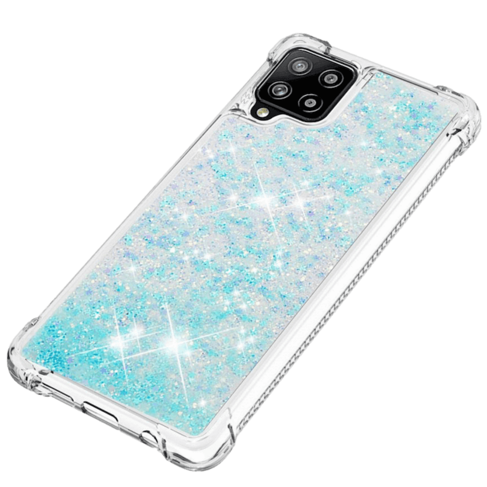 Mocaa Samsung Galaxy A42 Valbestendig Glitter Hoesje Blauw