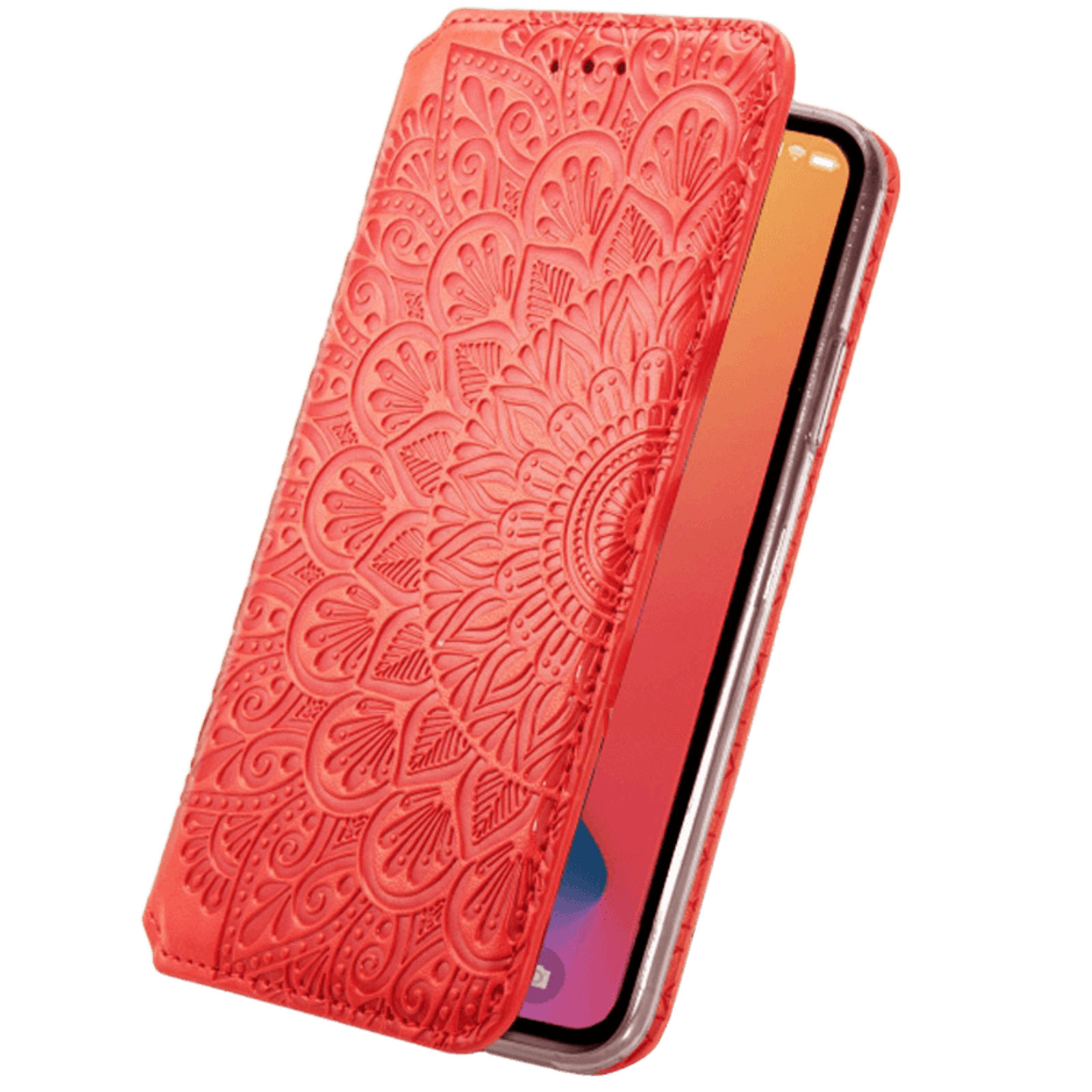 Mocaa iPhone 12 Pro Max Magnetic Mandala Wallet Rood