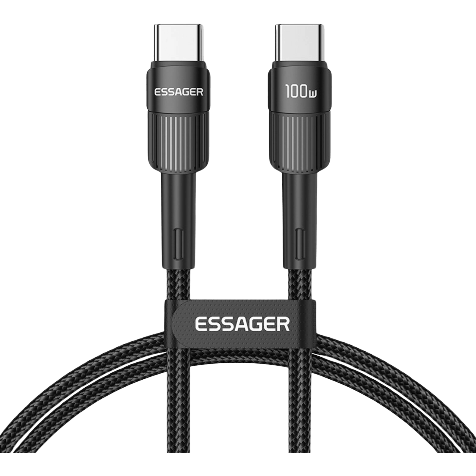 Essager Power Delivery Gewoven Oplaad en Datakabel USB-C naar USB-C Zwart 2m