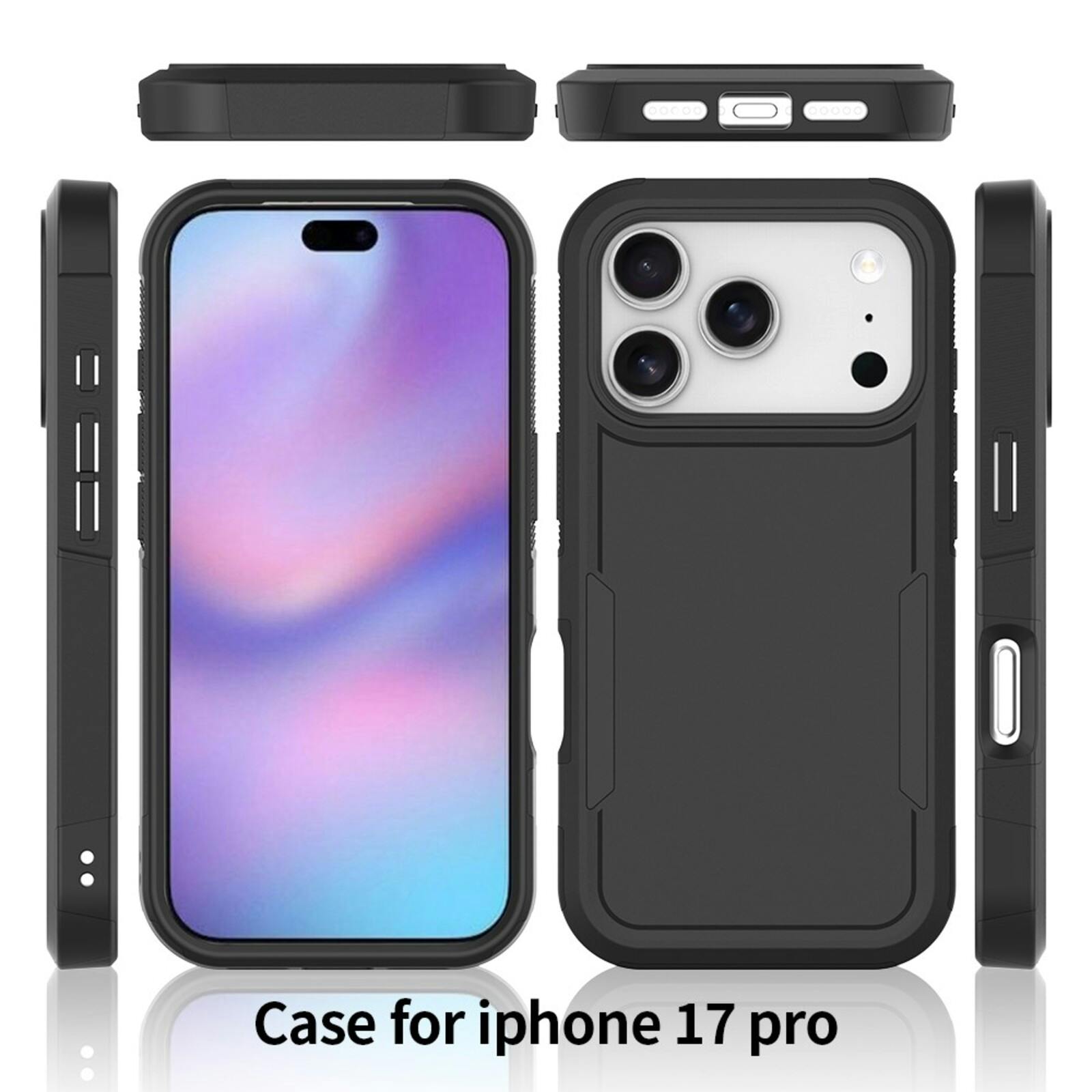 CaseBody Apple iPhone 17 Pro / 18 Pro Rugged Armor Back Cover Zwart