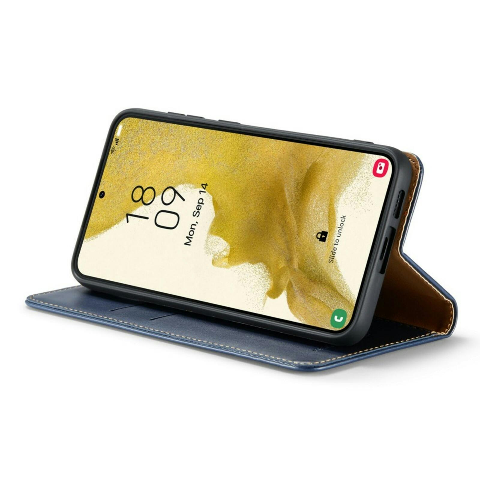 Fierre Shann Samsung Galaxy S24 Slim Wallet Hoesje Blauw