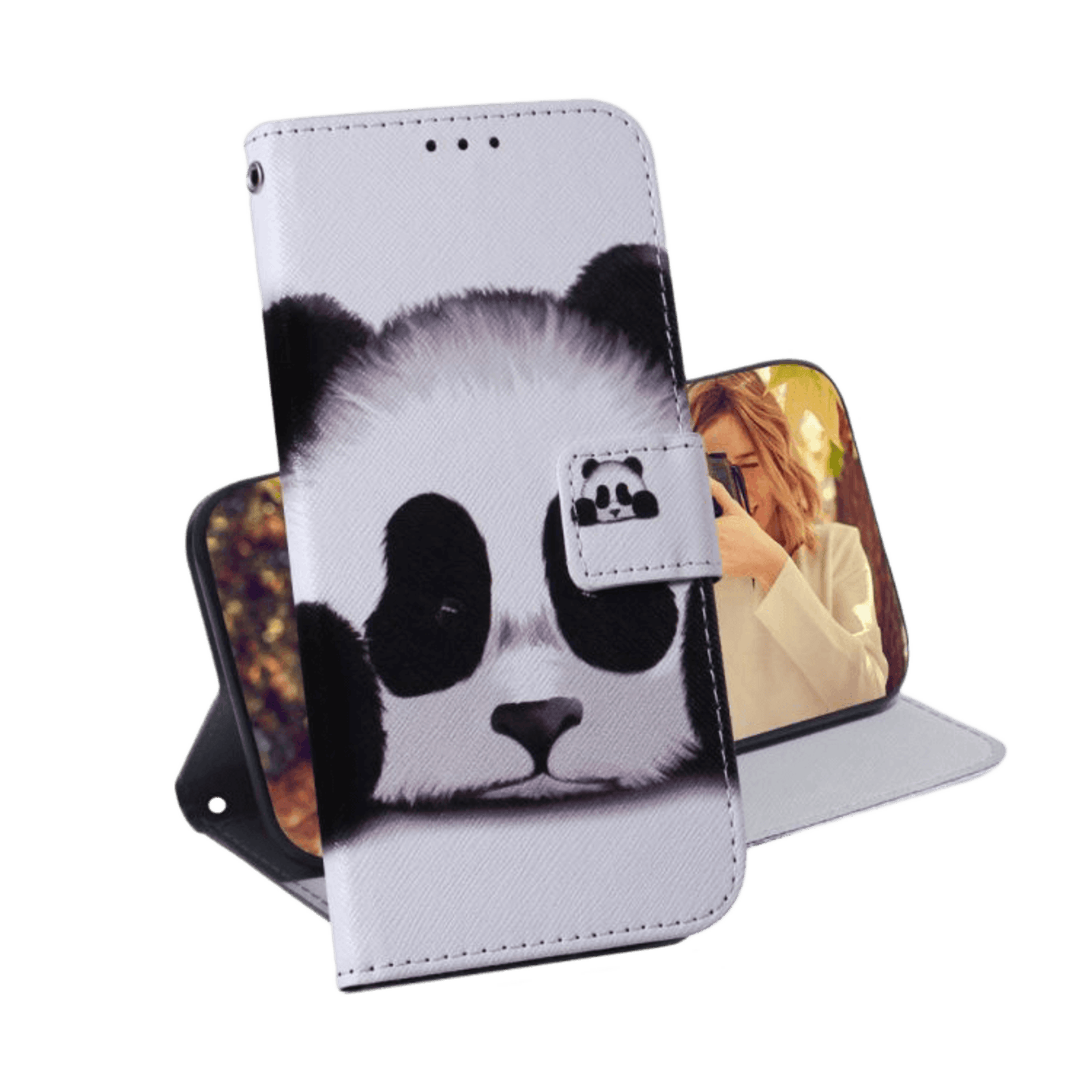 Comfycase Samsung Galaxy A41 Bookcase Hoesje Panda Wit