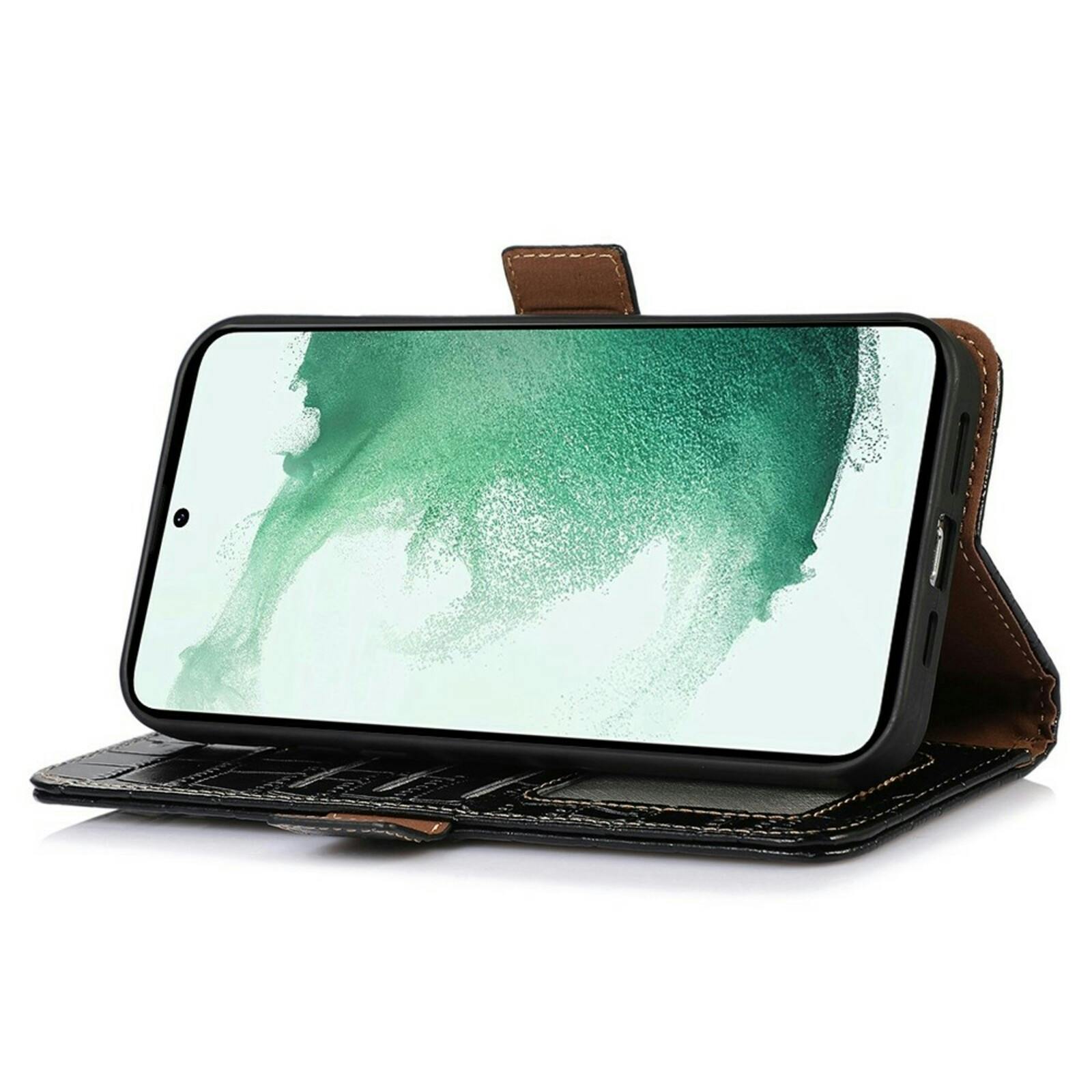 Mocaa Samsung S23 FE Croco Book Case Leer Zwart