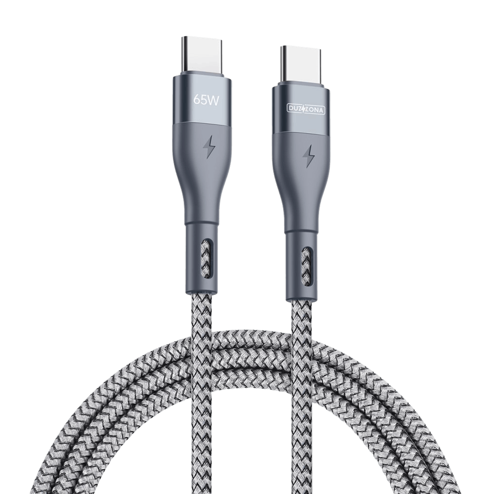 Duzzona 65W Power Delivery Datakabel USB-C naar USB-C Grijs 3m
