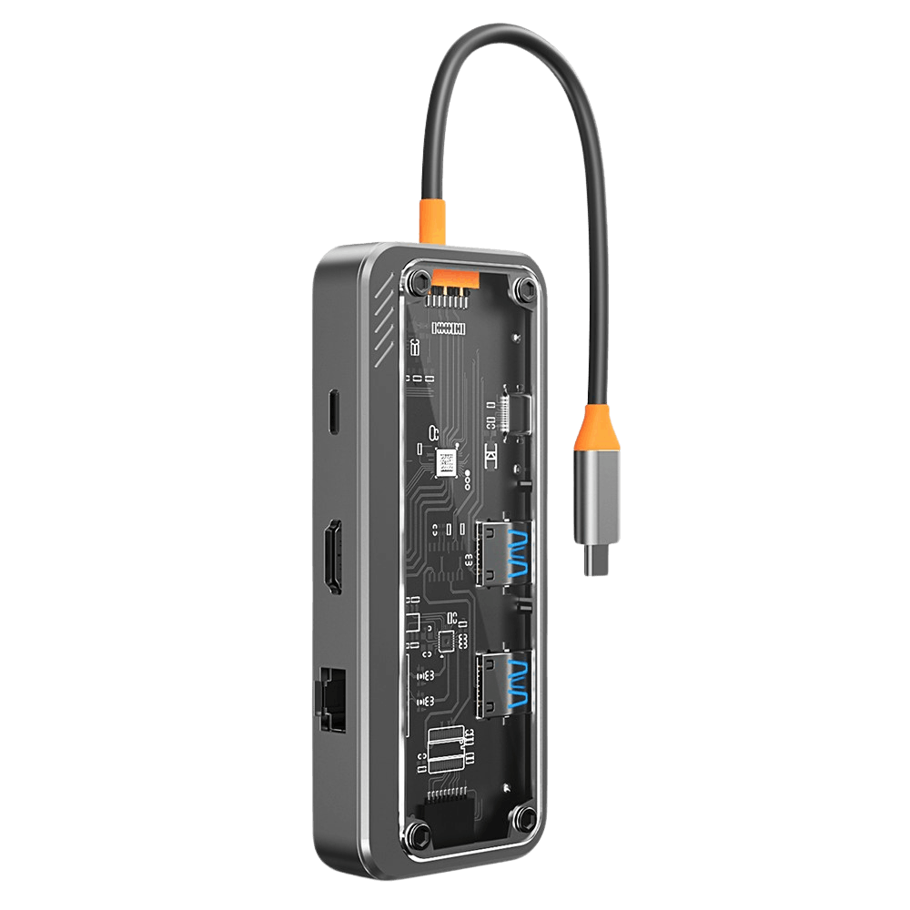 Mocaa SW8V 8-in-1 Type-C USB-Hub Zwart 15cm