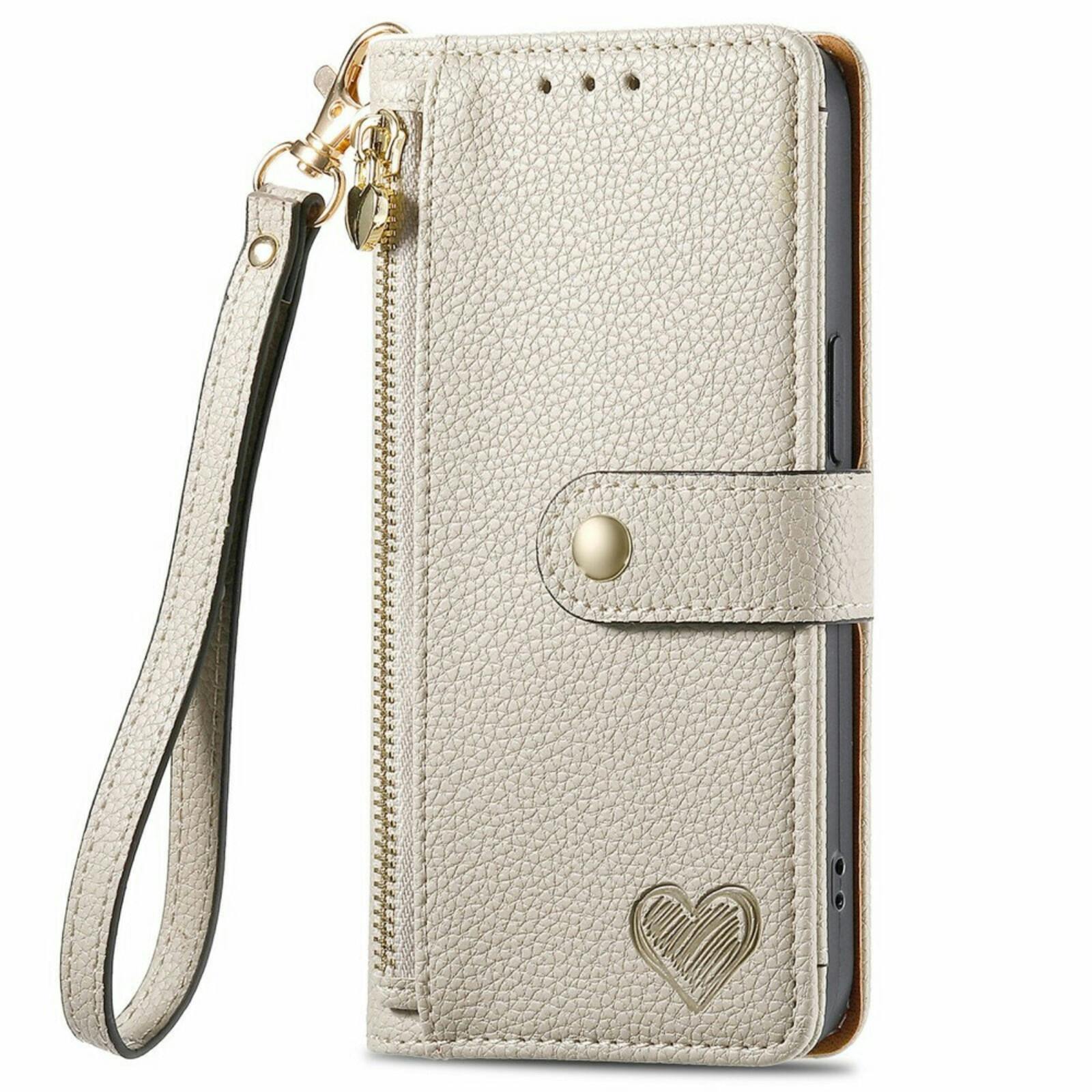 Mocaa Samsung Galaxy A16 Love Heart Wallet Hoesje Grijs