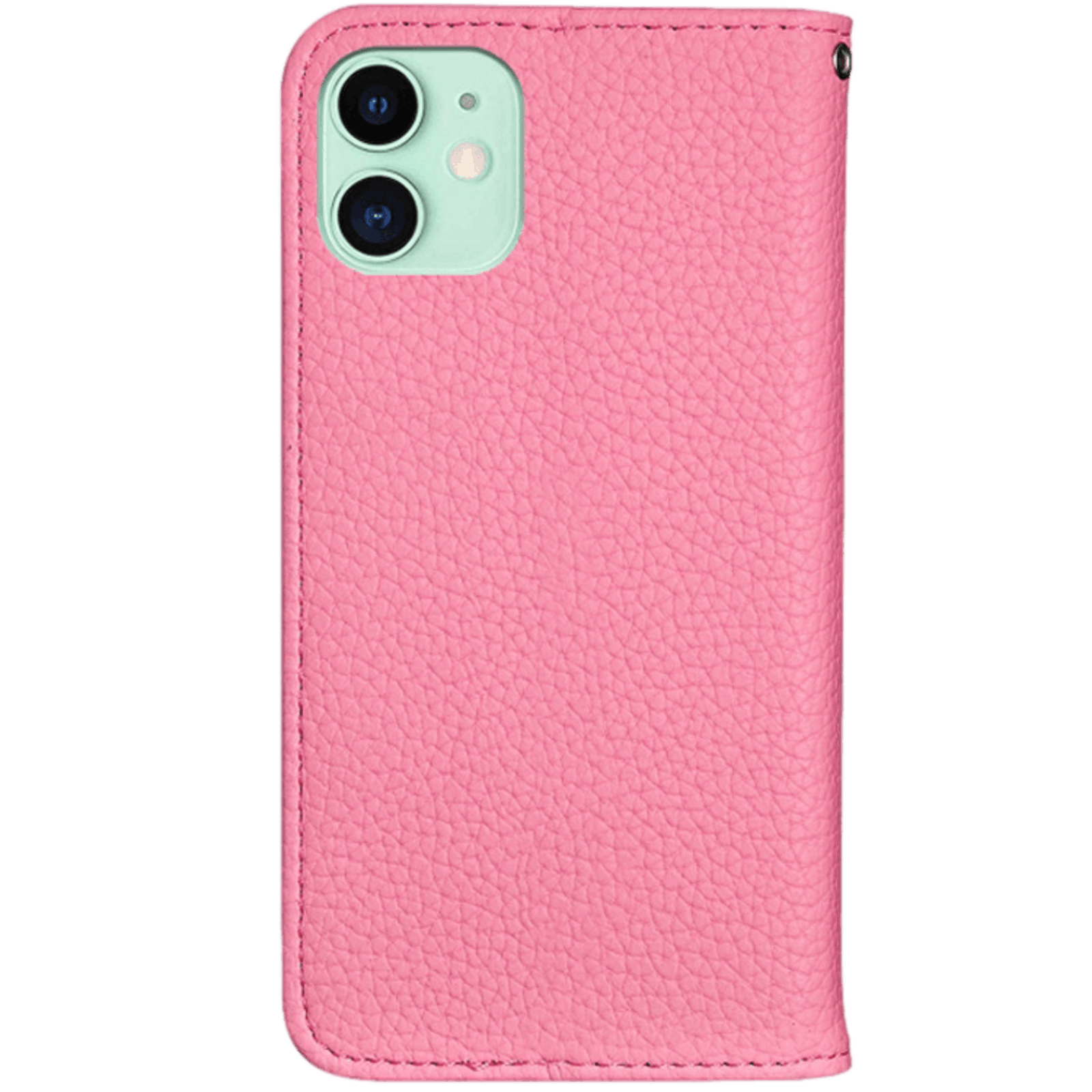 Mocaa iPhone 12 Mini Litchi Mini Wallet Hoesje Roze