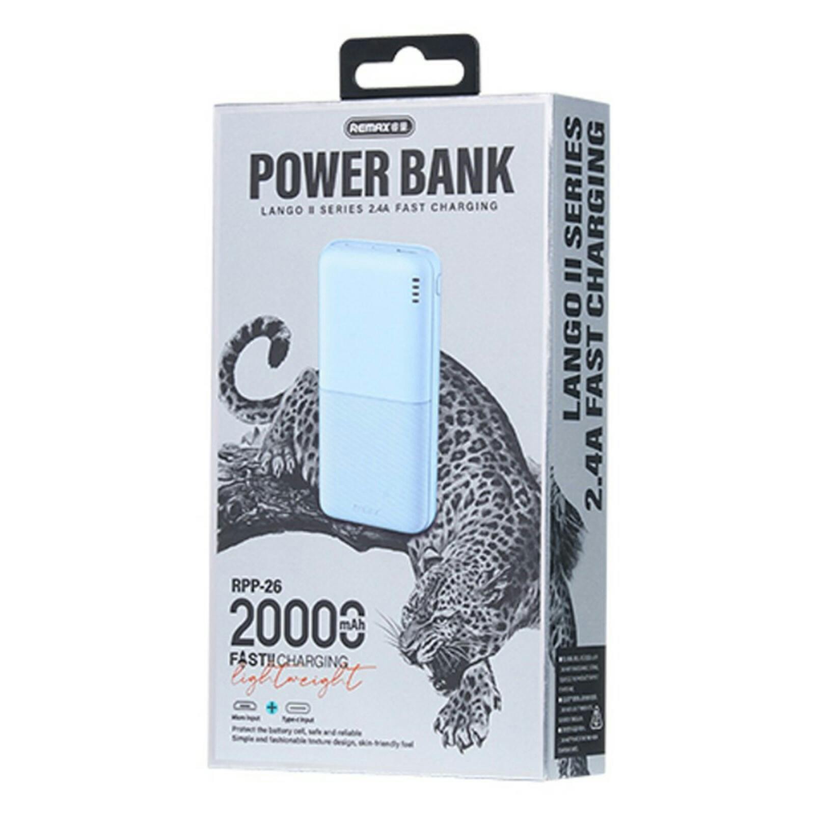 Remax 20.000mAh Portable Powerbank Lichtblauw 20.000 mAh
