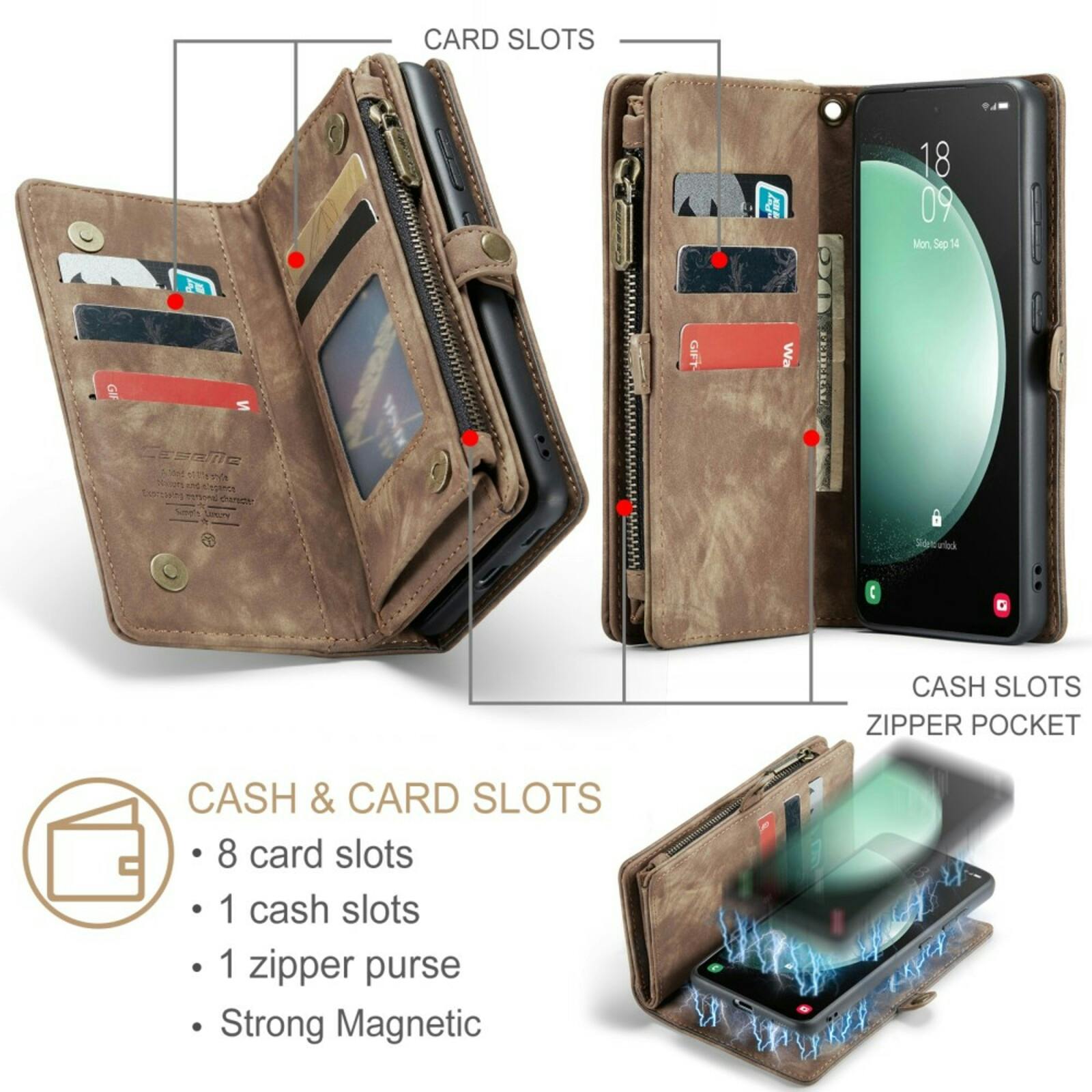Caseme Samsung S23 FE Vintage Wallet Hoesje Bruin