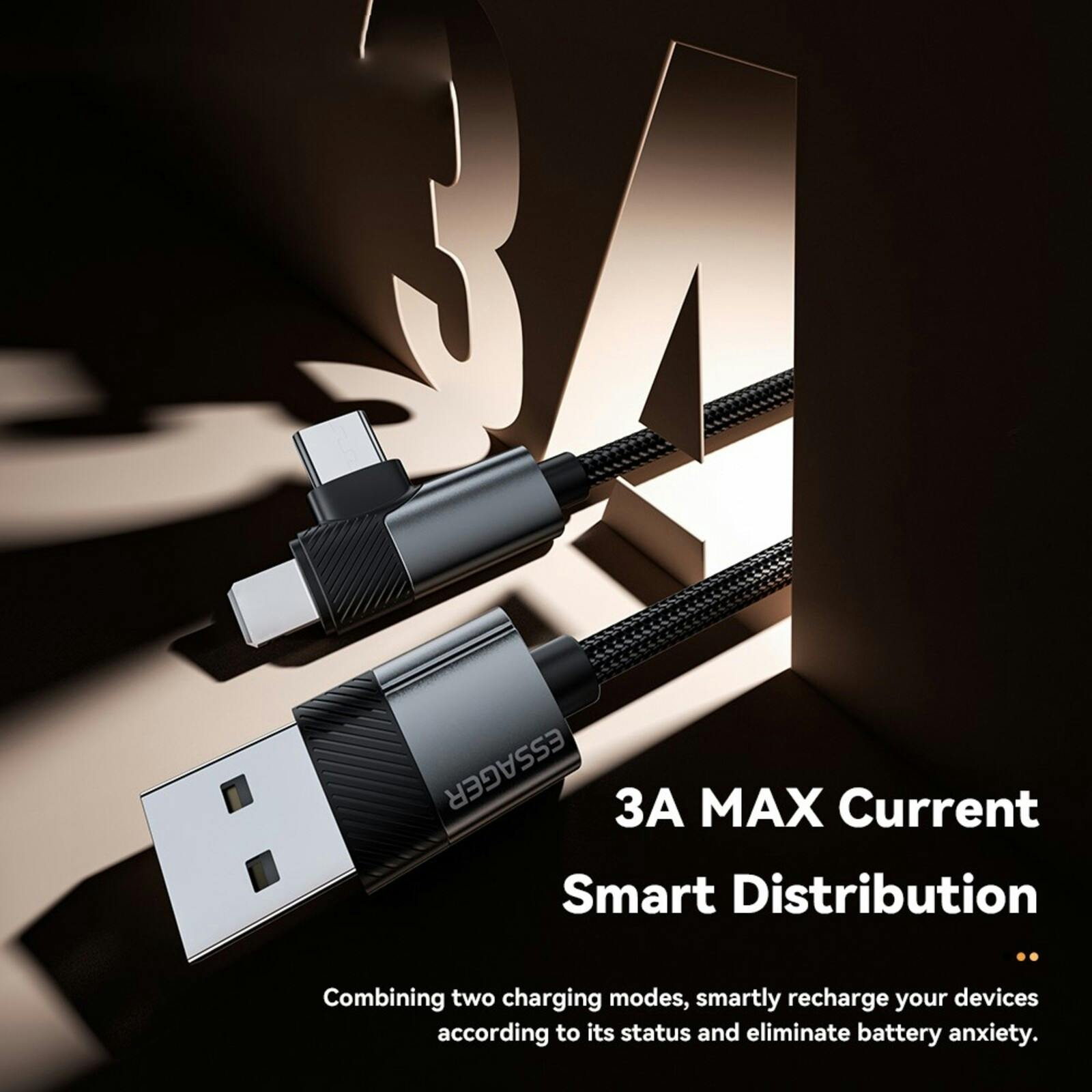 Joyroom USB-A naar Lightning of USB-C 90 Graden Kabel 2m