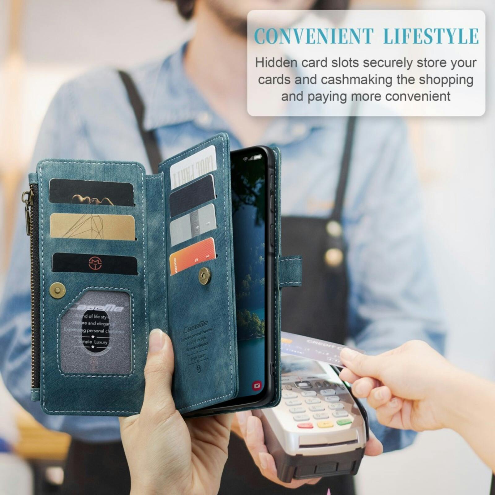 Caseme Samsung Galaxy A56 Vintage Wallet Hoesje Blauw