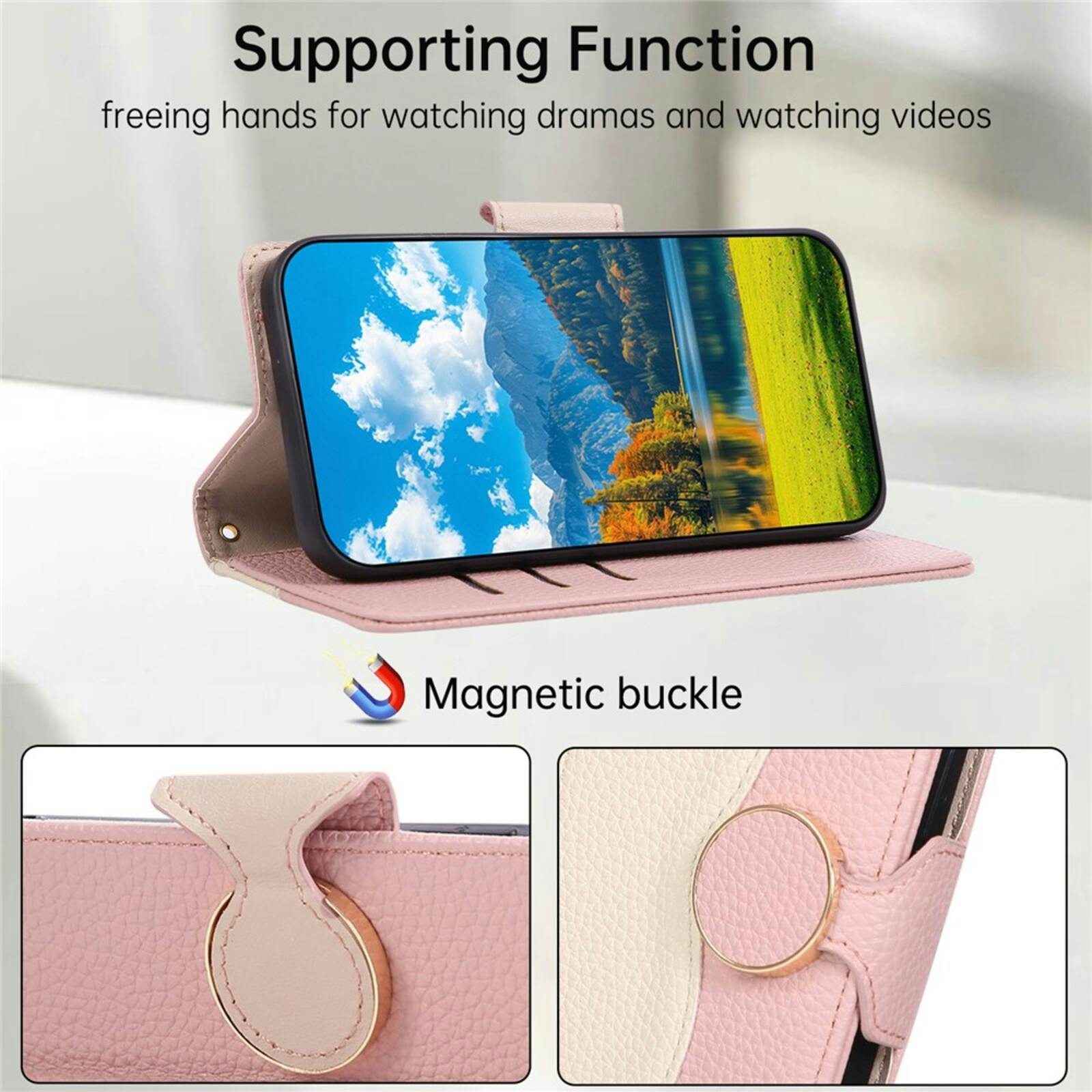TwoTone Samsung Galaxy A57 Zipper Boek Hoesje Roze