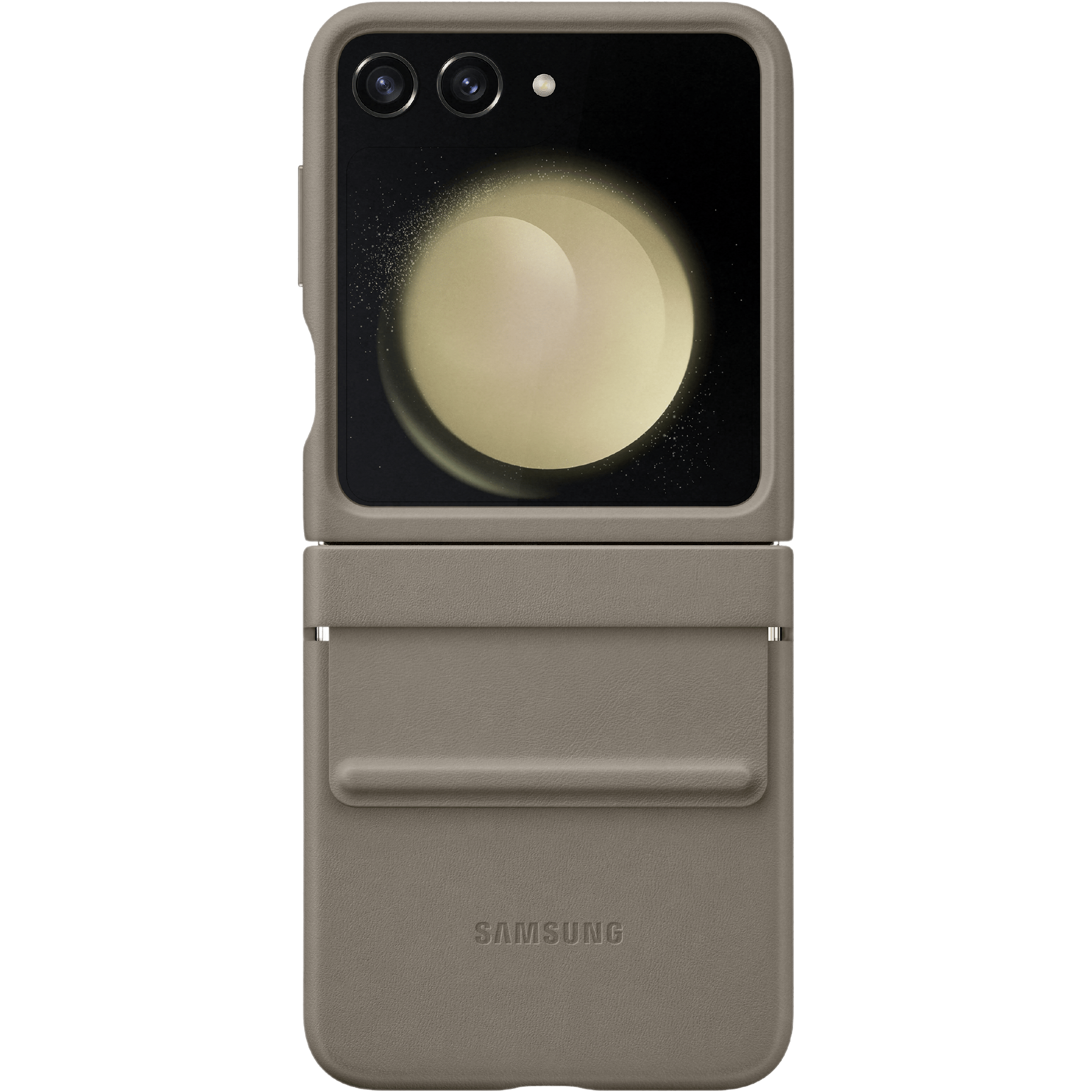 Samsung Galaxy Z Flip5 Eco Leren Hoesje Bruin - Voorkant