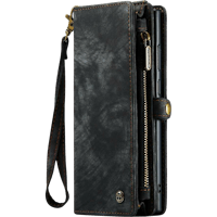 Caseme Galaxy S23 Ultra Vintage Portemonnee Hoesje Zwart - Voorkant