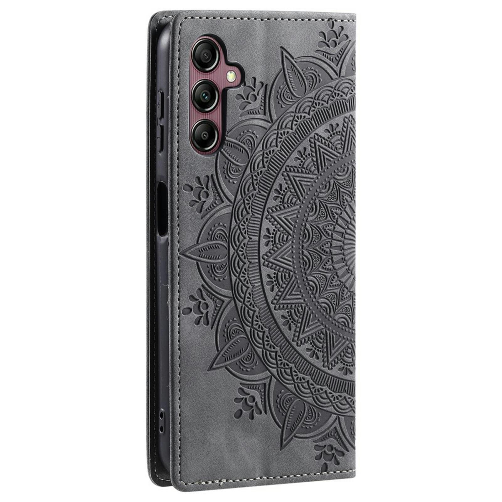 Comfycase Samsung Galaxy A55 Zacht Mandala Book Hoesje Grijs